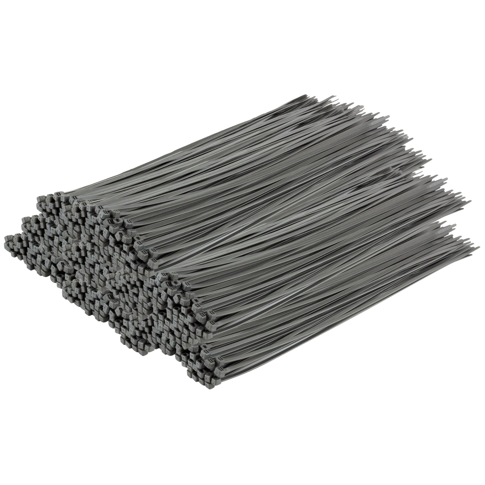 Gocableties Silver Cable Ties, 370mm x 4.8mm, Bulk Pack of 1000, 12” Premium Nylon Zip Ties, Multi-Purpose Plastic Tie Wraps, Secure Self-Locking Mechanism, for Home, Garden, Office and DIY