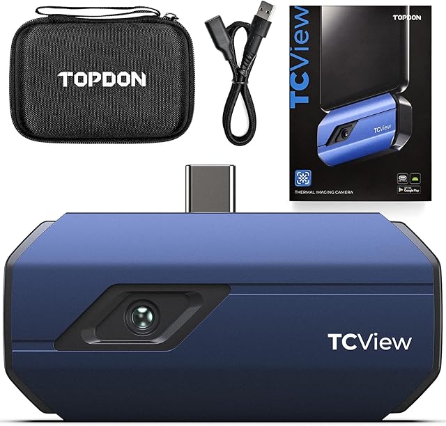 Thermal Imaging Camera Topdon TC001 Android Infrared Thermal imager 256x192 High Resolution Low Consumption of 0.25W Optimized Temperature Accuracy 50mk Heat Sensitivity, for Smartphones and Tablets