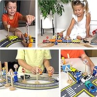 Vista 8 de Wooden Traffic Signs & Community Helper Figures Toy Set – Includes Police, City & Construction Workers, Road Signs & Traffic Lights – Works with