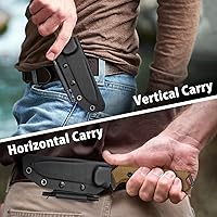 Vista 5 de NedFoss BOAR Survival Knife with Fire Starter, 4.1" D2 Steel Full Tang Hunting Knife, Kydex Sheath, Micarta Handle