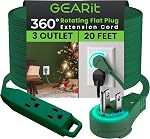 GEARit 360 Rotating Flat Plug Extension Cord with 3 Outlets (15ft, Gray) 16AWG/13A 3 Prong Wire, Outlet Saver for Home Office Dorm Room Essentials, ETL Certified