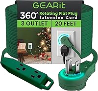 Vista 22 de GEARit Cable de extensión de enchufe plano giratorio de 360° (4.57 m, blanco) Extensión múltiple de 3 tomas de corriente, cable de 16 AWG, adaptador