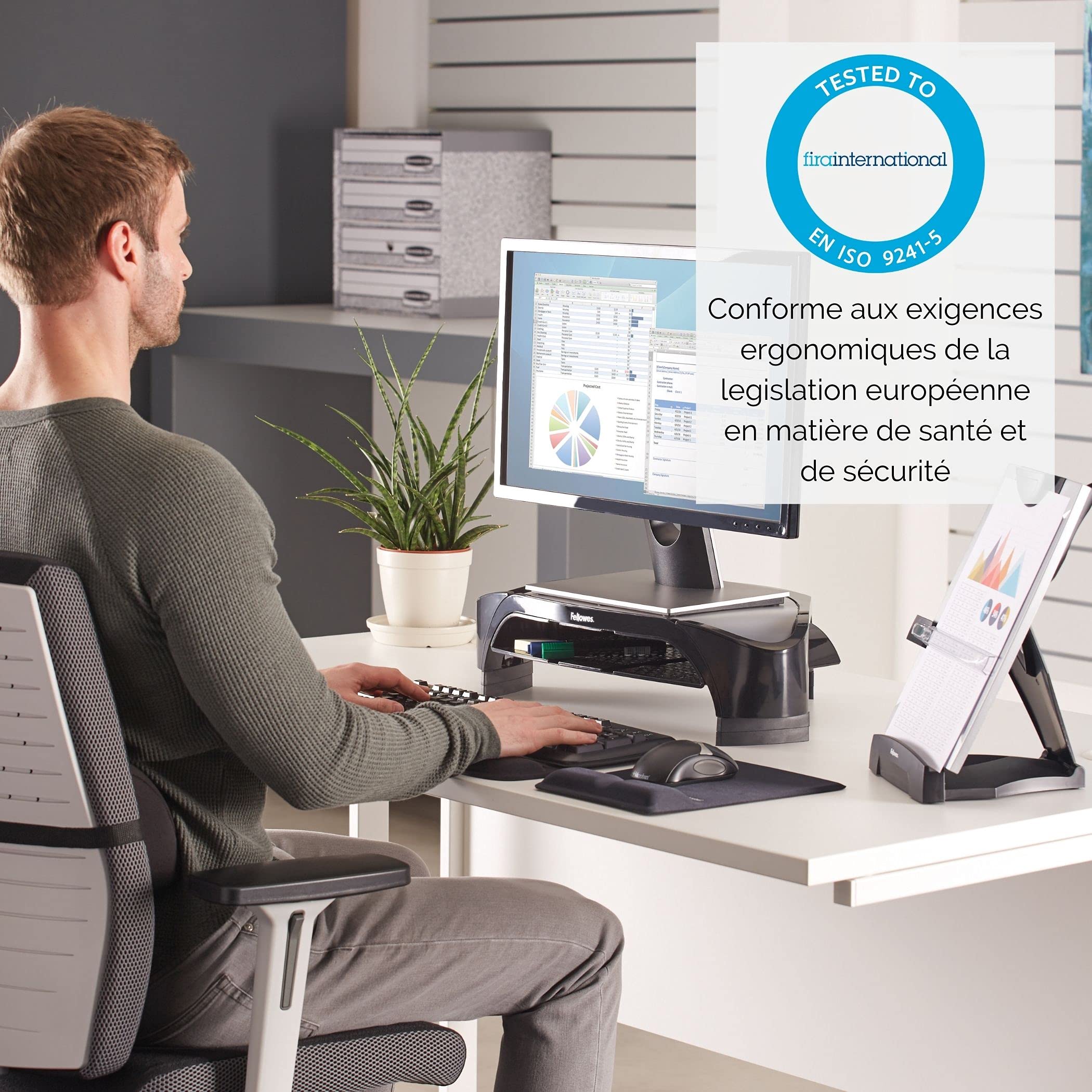 Fellowes 8020801 Supporto Monitor Schermo Piatto Plus Smart Suites, Nero