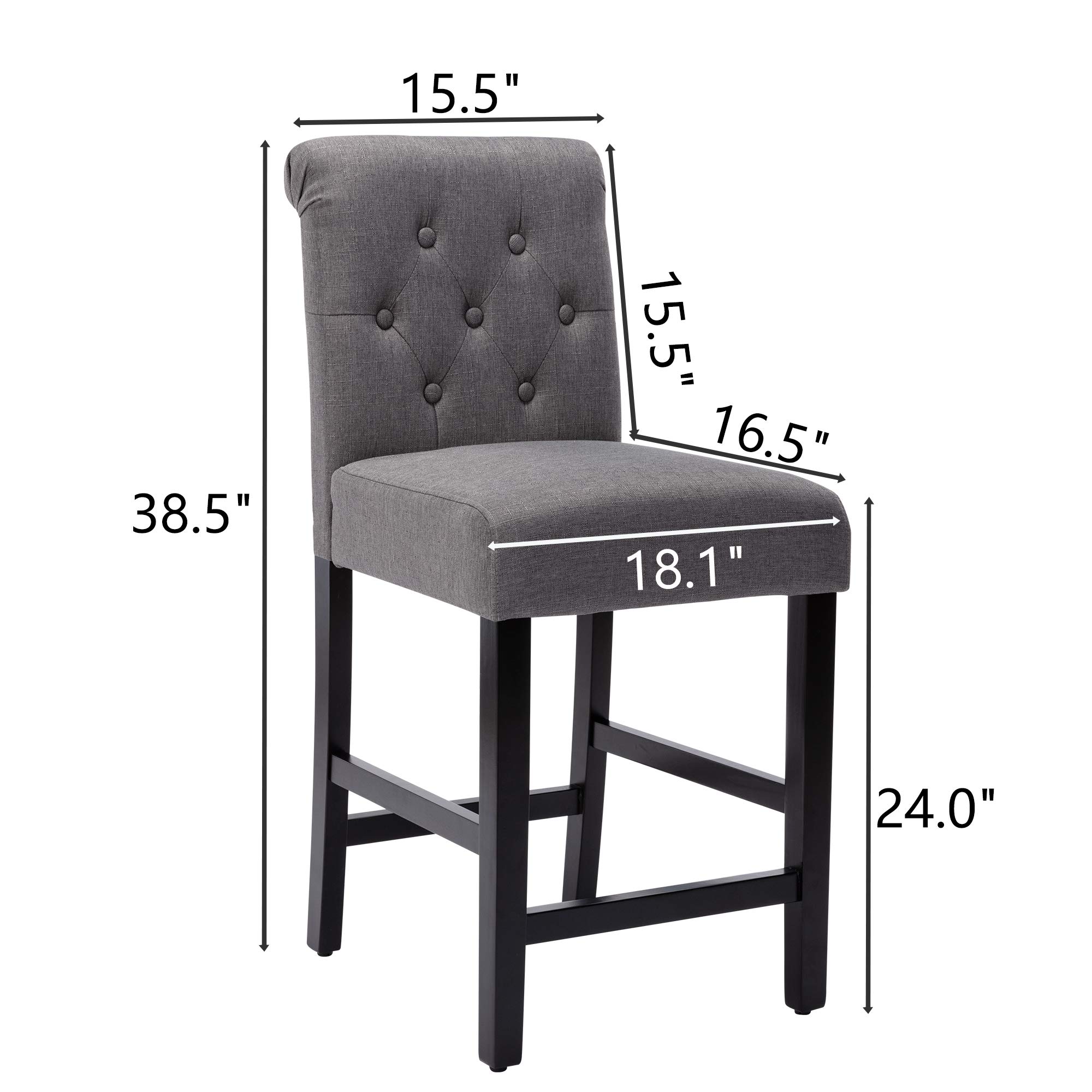 Buy Bar Stools Set of 2, 24 inch Fabric Counter Height Bar Stools