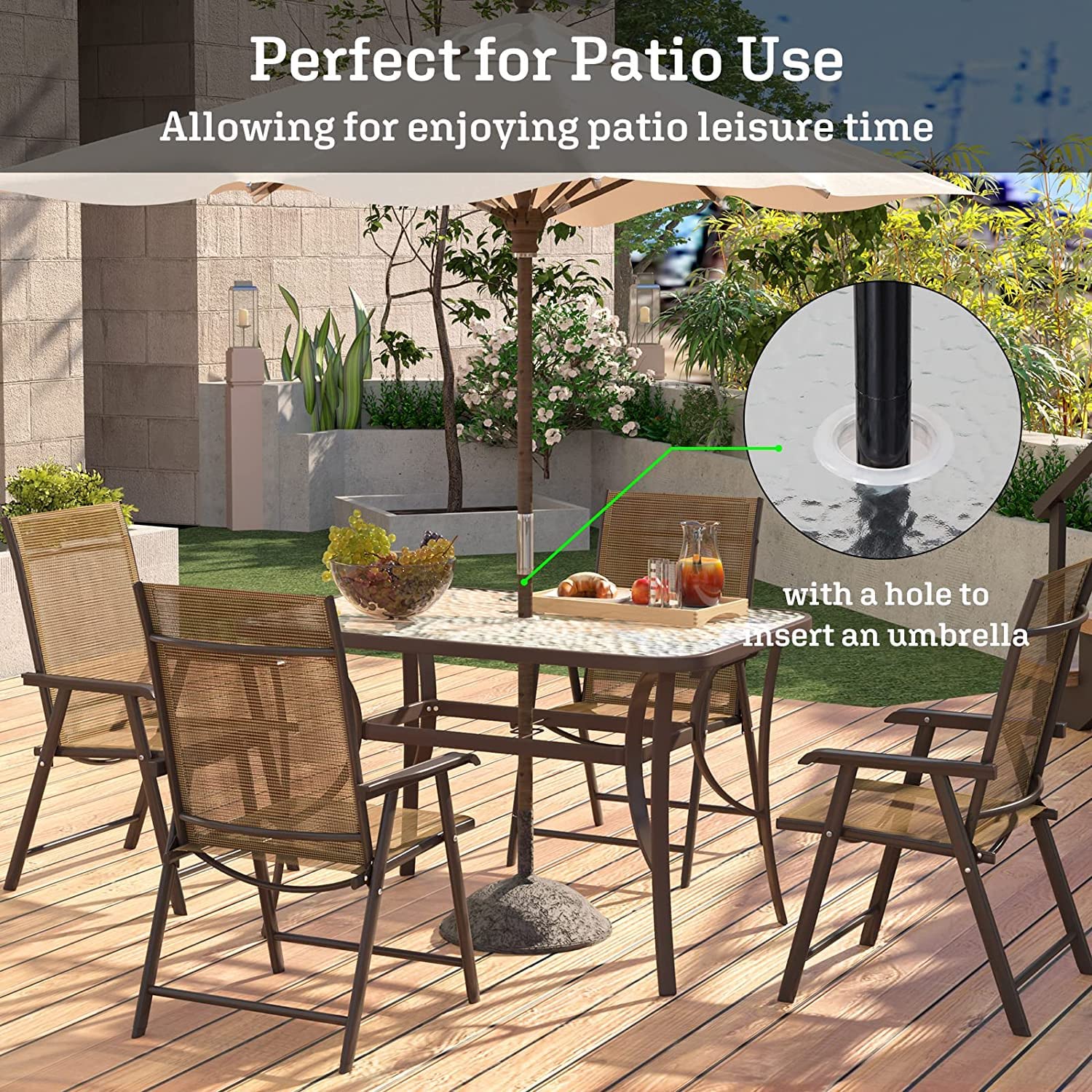 47 glass for patio table for umbrella SogesPower inch Outdoor Tempered Dining Table Half Rectangular Patio Umbrella MODEL: When you want your Color:Copper-Brown