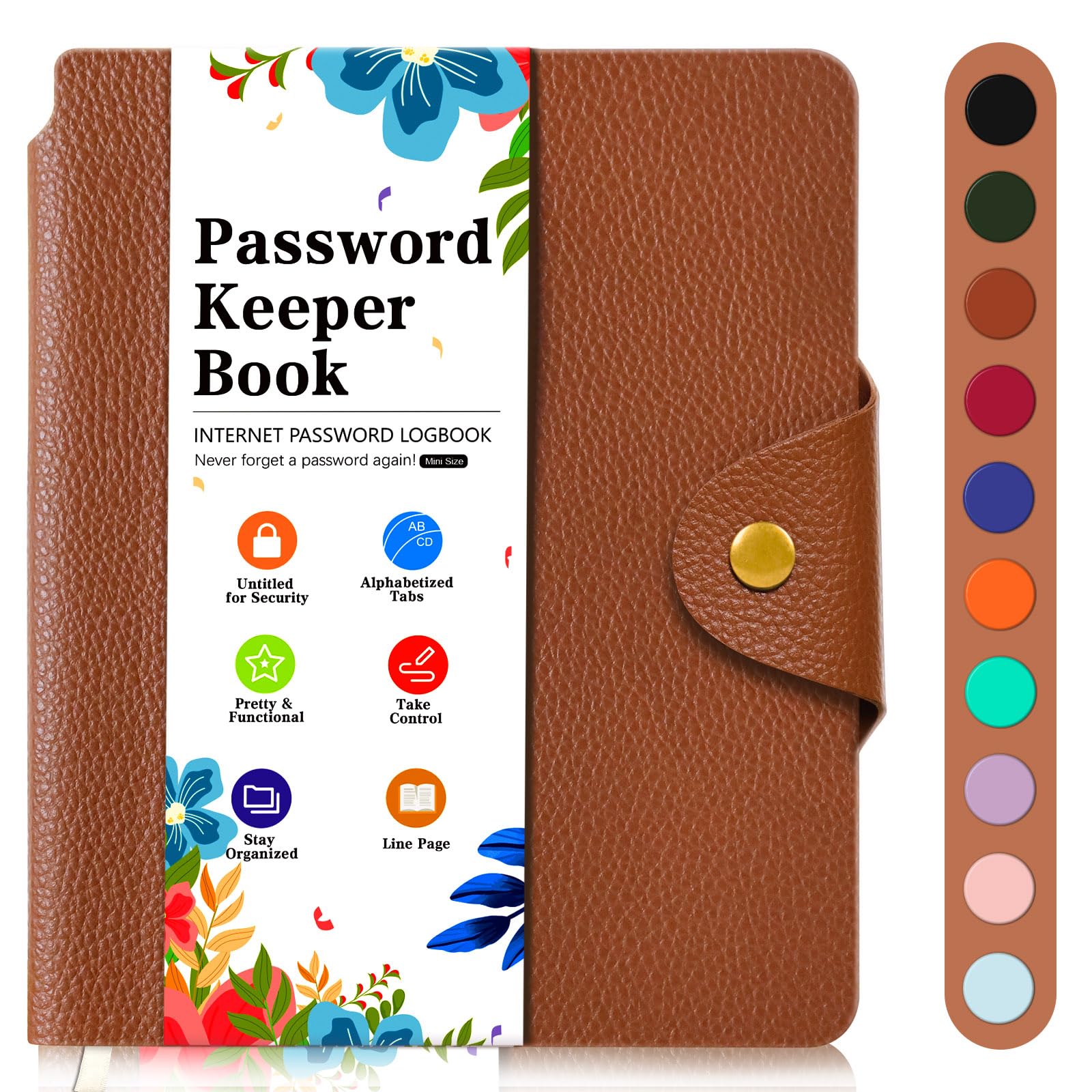 Password Keeper Book with Alphabetical Tabs, Small Internet Password Book for Webside Login, Internet Address and Password Book, Password Notebook for