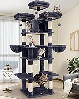 Globlazer F80 80-Inch XXL Cat Tower for Multiple Adult Cats - 3 Perches, 2 Condos, Hammocks, Scratching Posts, Dark Grey