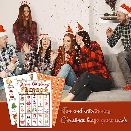 Miniatura 4 de Tarjetas de juegos de fiesta de bingo de Navidad con 24 jugadores, juego de mesa de fiesta de Navidad para niños, niñas, adultos jóvenes,