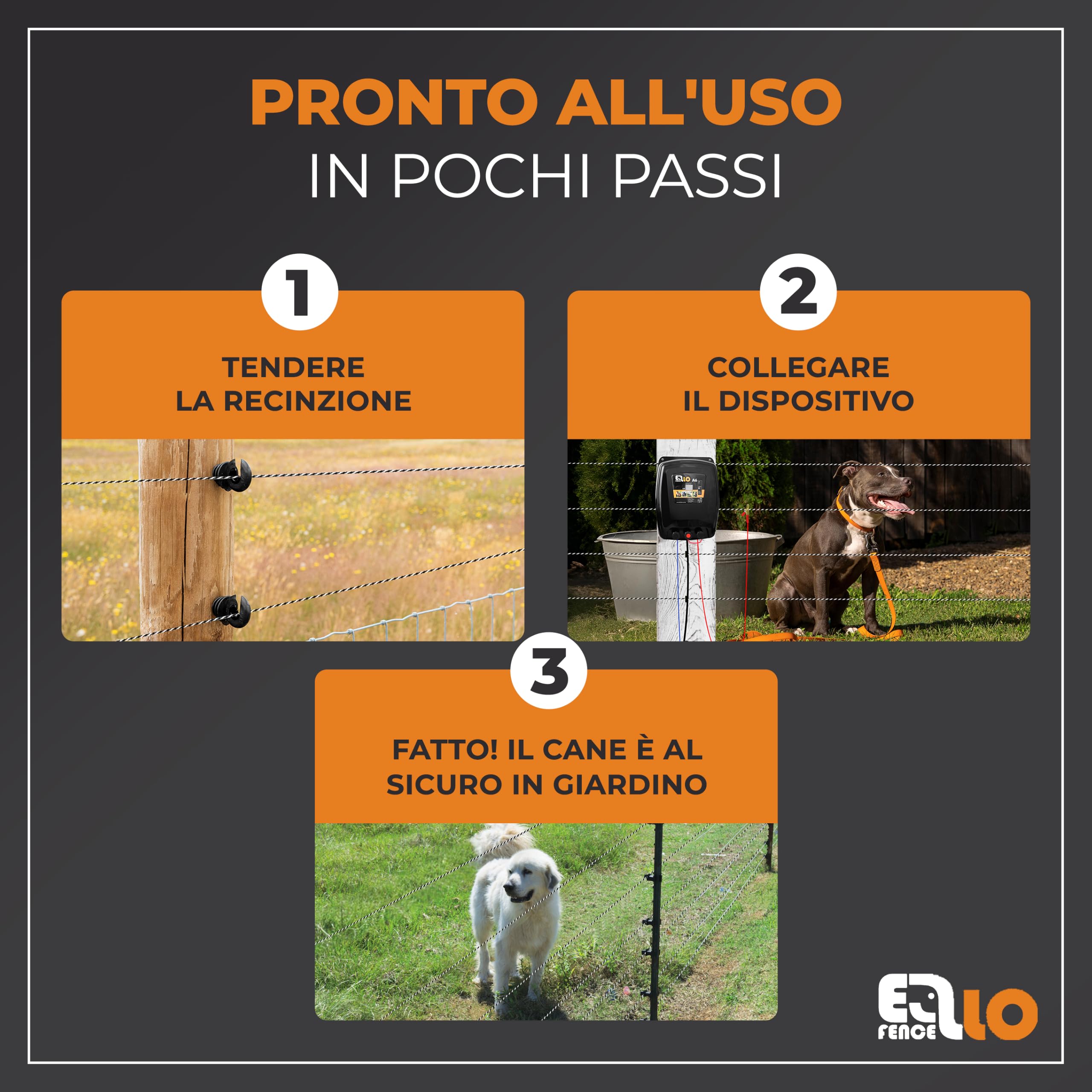 Kit completo per recinto elettrico 200m | Con filo, tester LED e pali | Con elettrificatore, 200m di filo, tester LED, pali e messa a terra | Ideale per piccoli animali