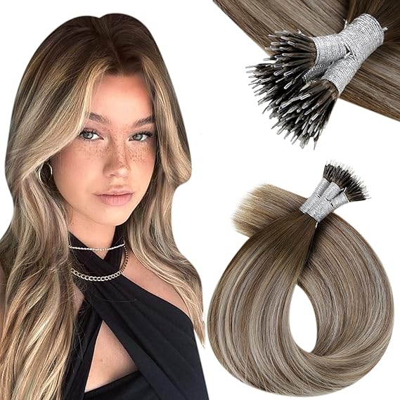 Vivien 18 Inch Nano Rings Hair Extensions Human Hair Straight 50g Nano