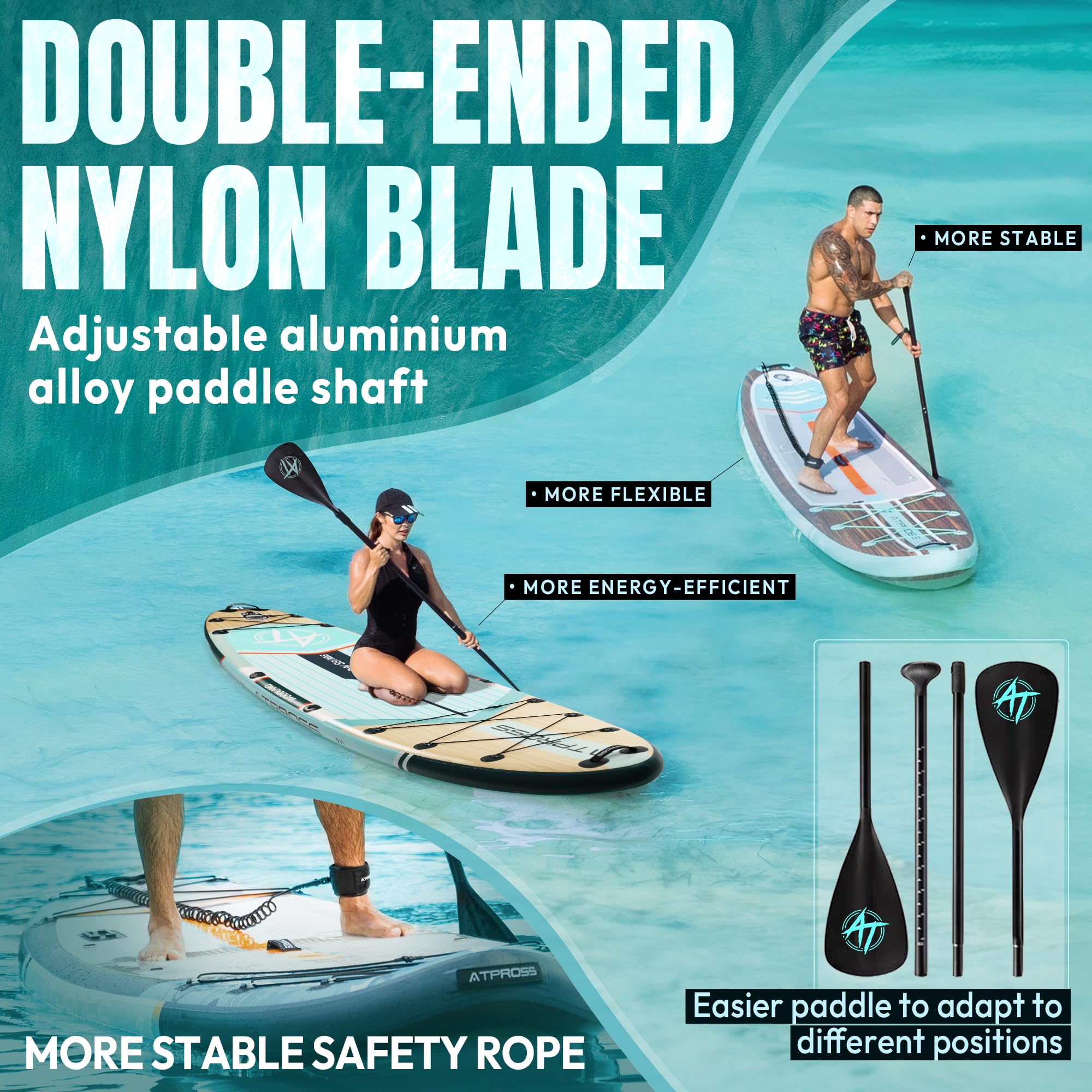 Tabla Paddle Surf Hinchable Inflable Extra Grande para Adultos, con Capacidad para 204,1 kg. con Kit de Accesorios Mochila. Kayak Inflable, Antideslizante, Ideal para Yoga,