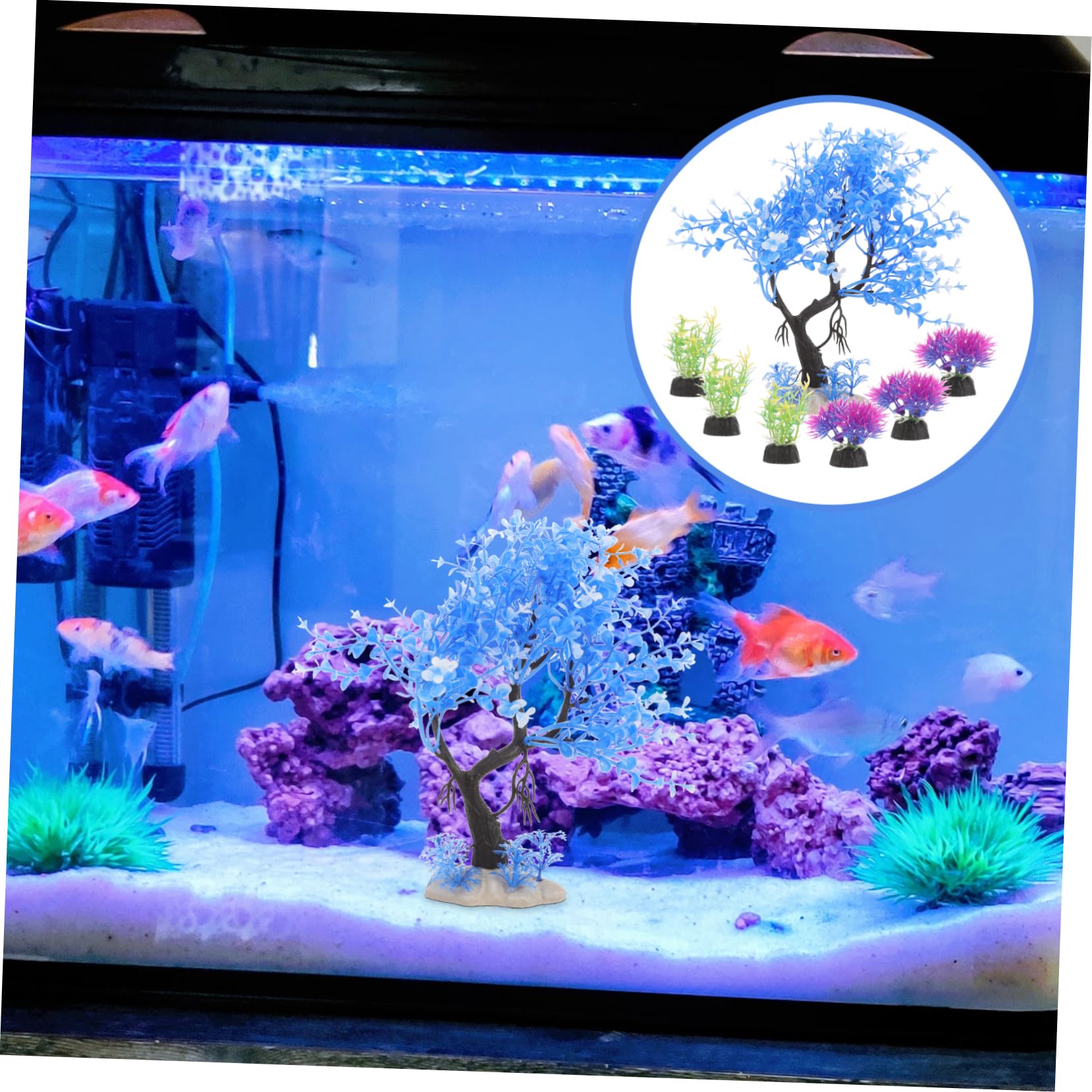 3 set Decorazione Per Acquario Con Acquatica Simulata Decorazione Per Acquario e Per Piante Acquatiche Per Accessori Per 7 pezzi*3