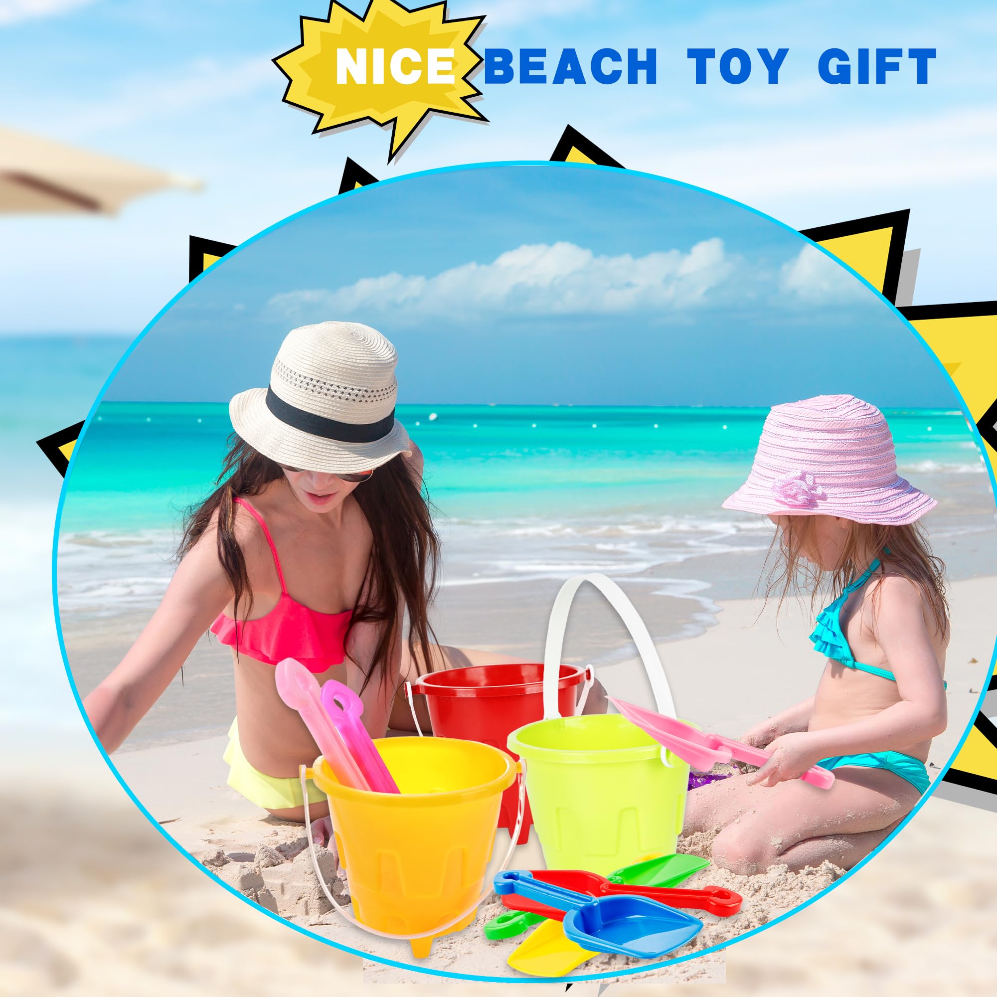 Lot de 60 seaux et pelles de plage - 30 mini seaux en plastique - 30 pelles à sable - Seau à sable en vrac pour l'été, la plage, la piscine, les fêtes
