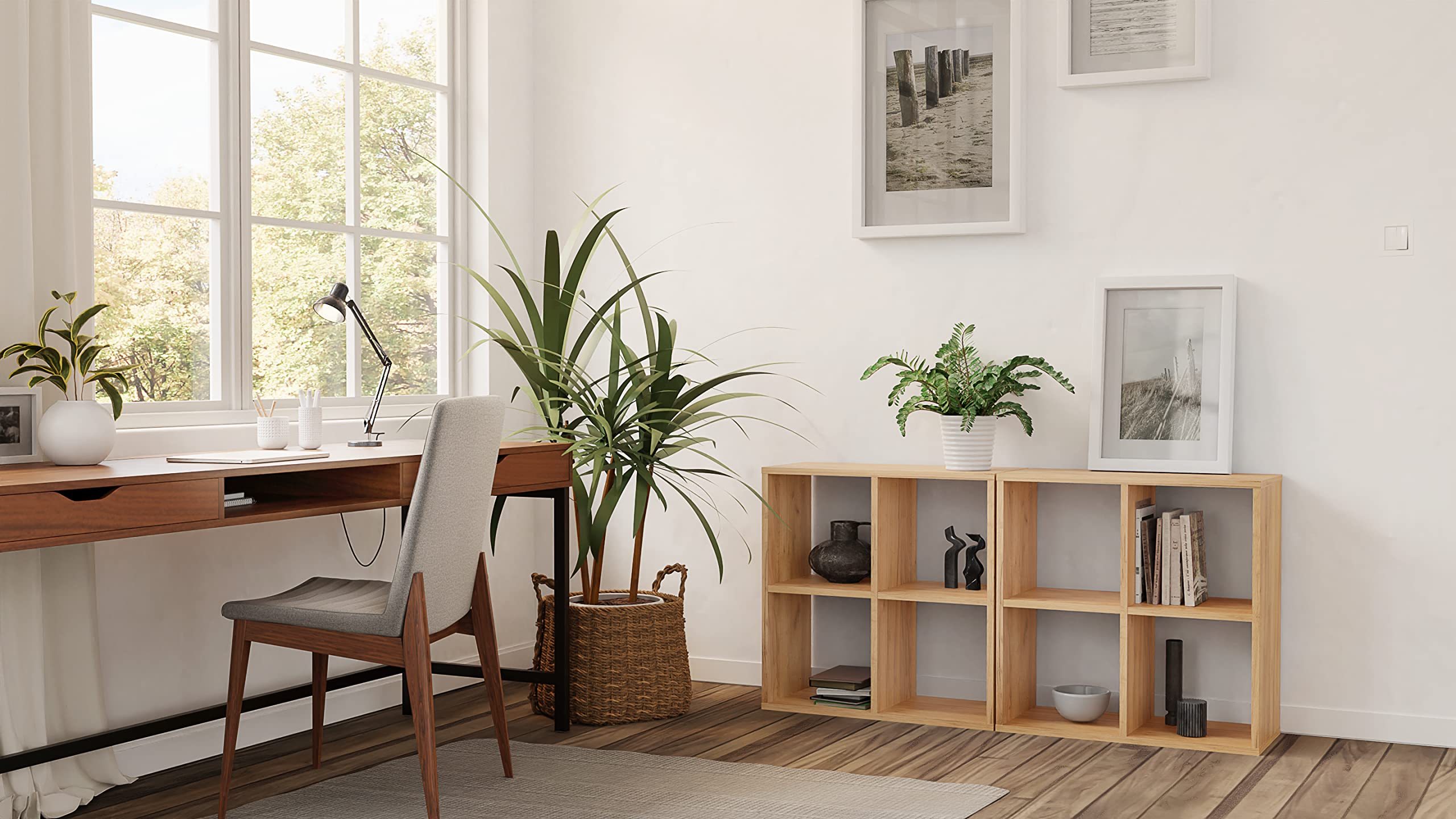 KLX Würfelregal Sonoma 2x2 – Regal Würfel mit 4 Fächern - Raumteiler Regal 67,26 x 67,4 cm - Bücherregal für Wohnzimmerund Büro