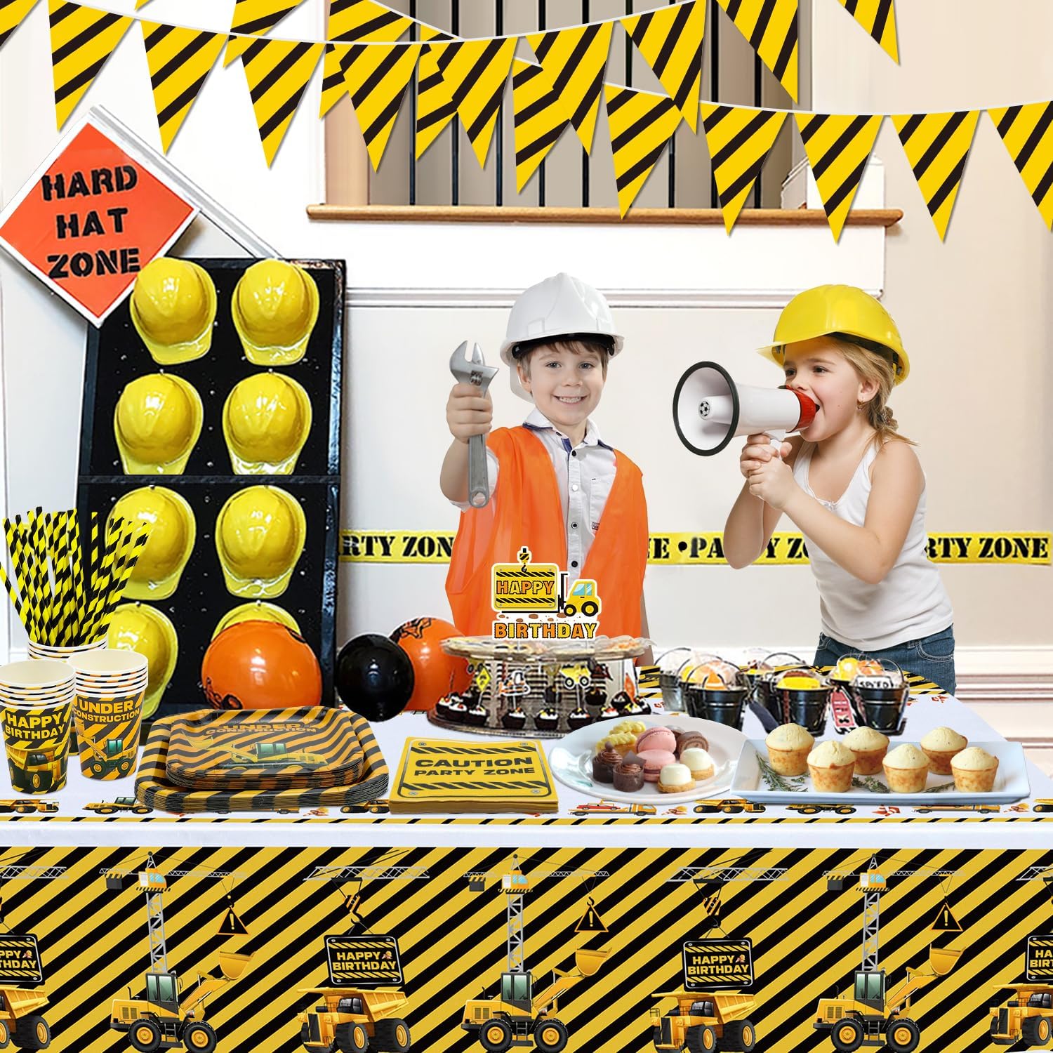 83 Pcs Construction Birthday Decorations Construction Birthday Party Supplies Includes Plates, Cups, Napkins, banner for Kids Boy Dump Truck Theme Party Favor - Image 5