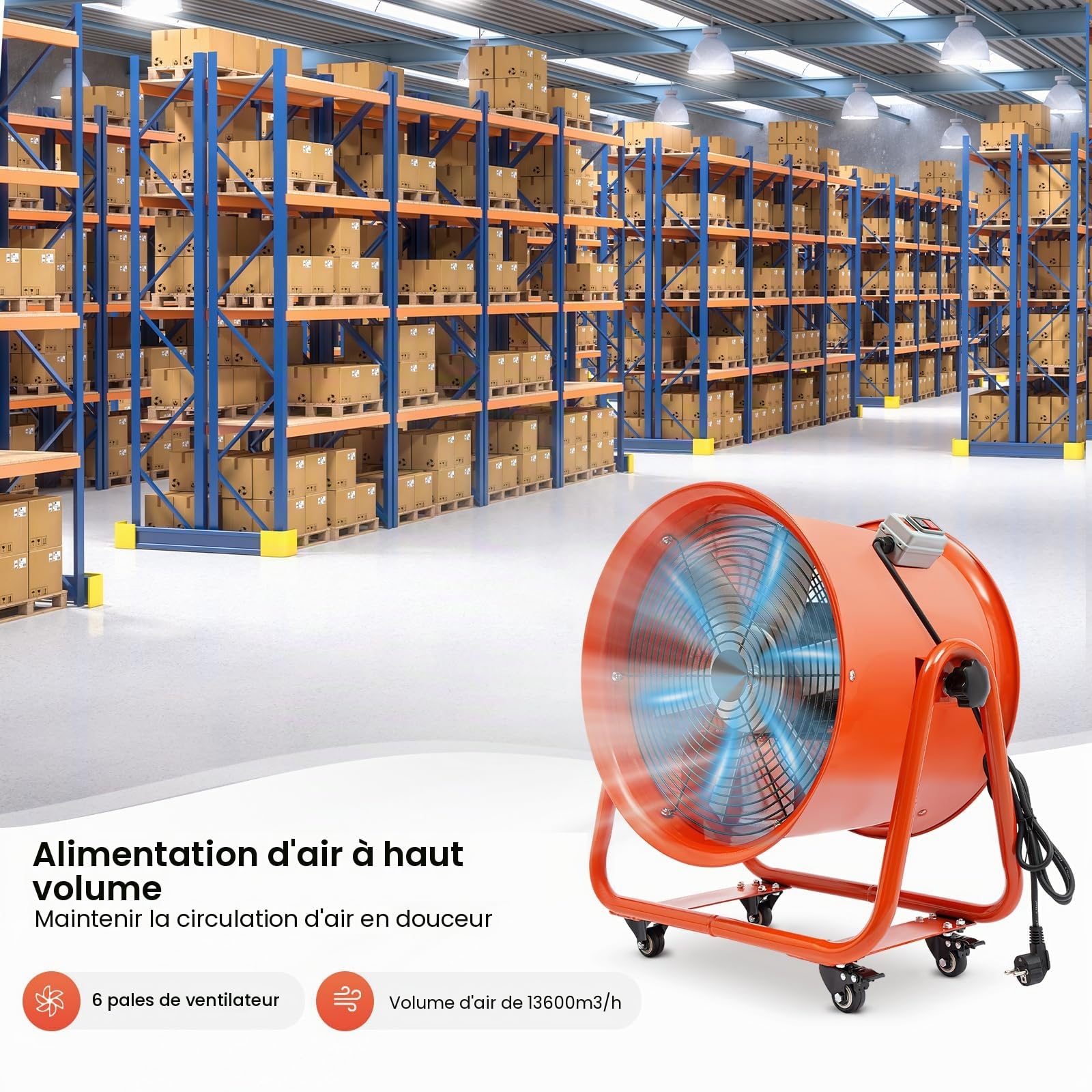 Ventilateur industriel 15000 m³/h 220 V - Ventilateur de chantier - Régulateur de vitesse silencieux - Ventilateur industriel pour machines de gravure laser