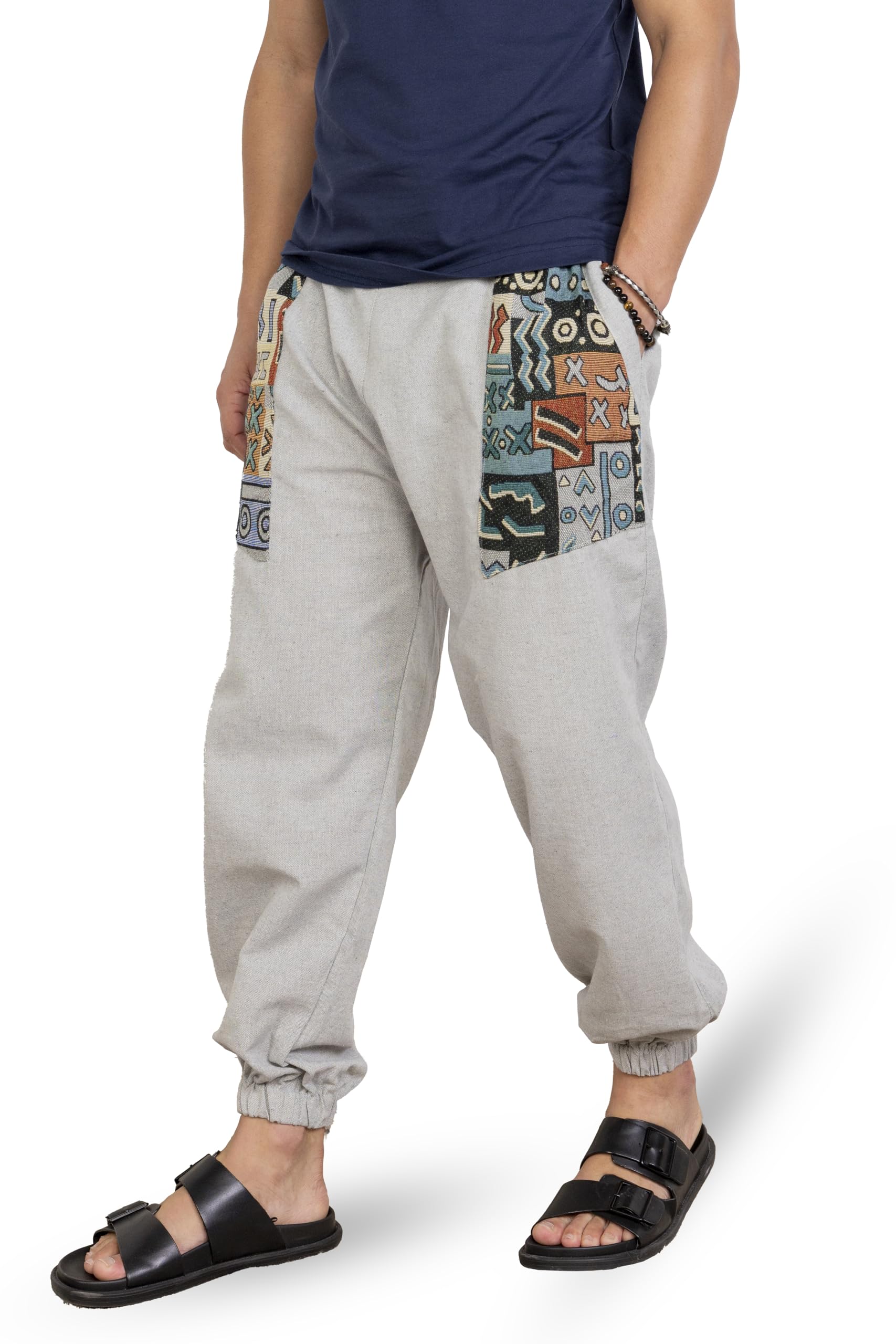 Aatman One Size Eco-Friendly Bohemian Harem Pants for Men's Cotton Hippie Boho Baggy Style Yoga Pajama Jogger Pant with Pockets | Fits Waist Size 28 to 38 Inches-image-11