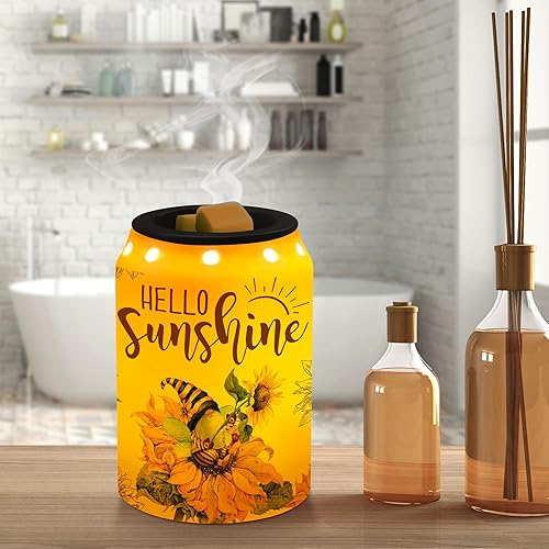 Miniatura 2 de pinata Calentador de cera de girasol, calentador de cera de cerámica para velas de aceite, decoración rústica de girasol, calentador eléctrico de