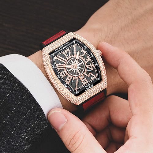 Miniatura 9 de Reloj de pulsera analógico de cuarzo de moda para hombre con diseño de hip hop y diamantes de imitación de acero inoxidable