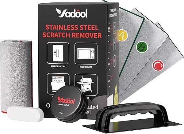 Yadool Stainless Steel Scratch Remover Kit, Ideal for Refrigerators, Fridge, Stoves, Sinks, Dishwasher Doors & Appliances Scratch Repair & Polish, Use for Non-Coated Stainless Steel Metal Repair Kits