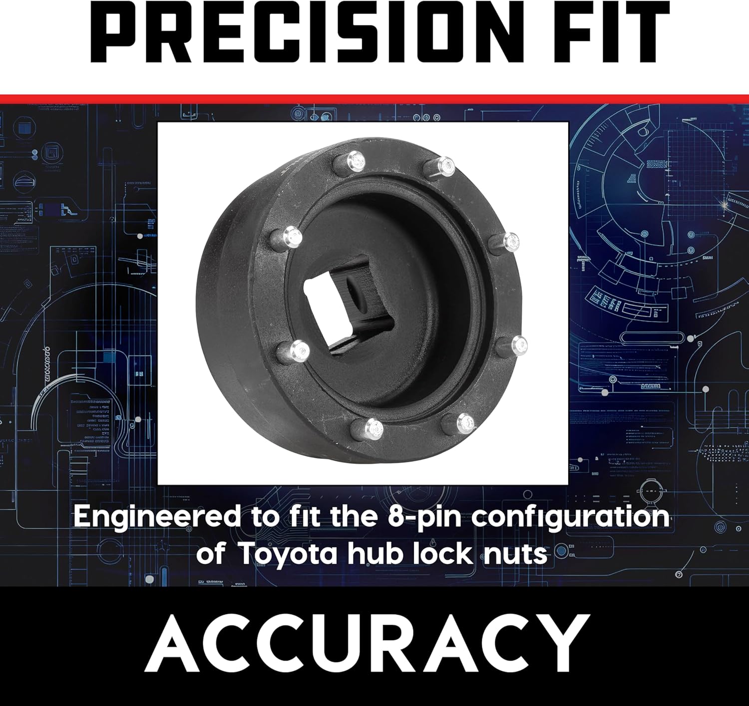 Powerbuilt Front Hub Nut Socket for Toyota Vehicles, 8 Pin Installation, Hub Lock Nuts Install - 240269