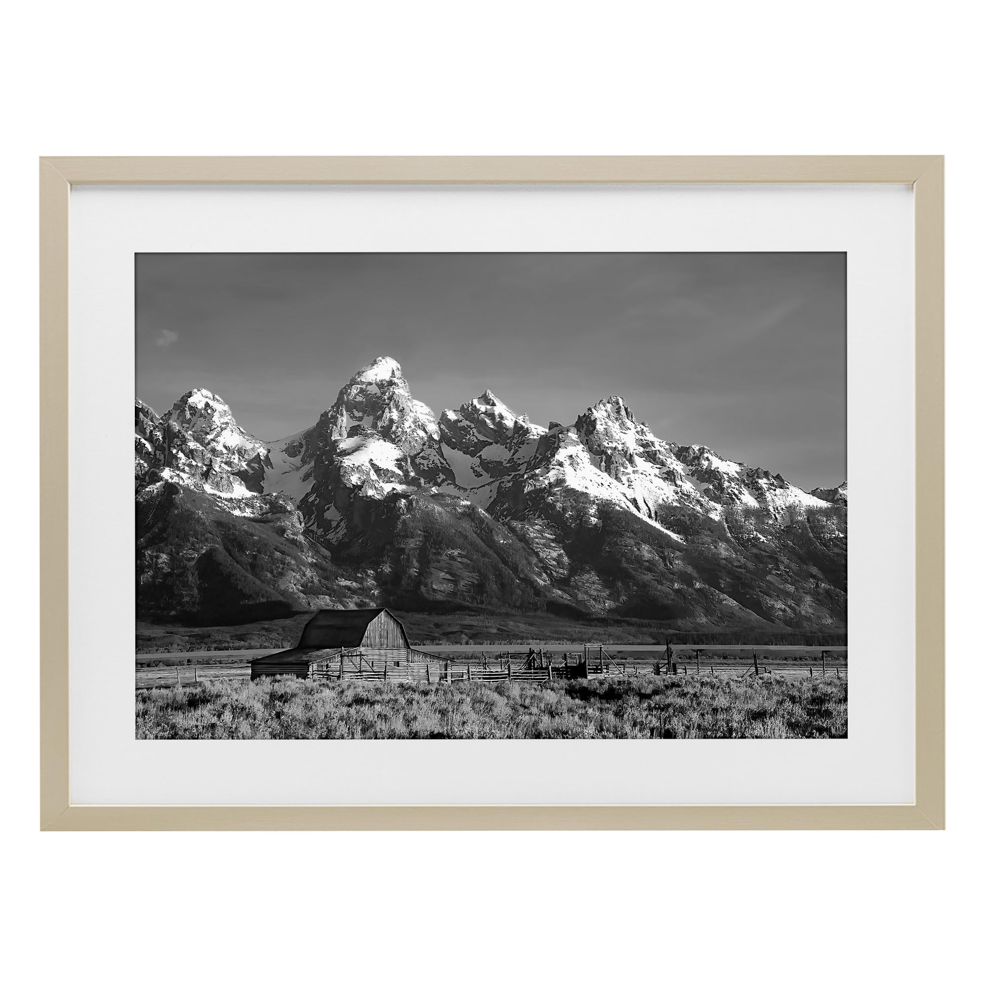 Stupell Industries 'John Moulton Barn Landscape', Framed Print Under Glass, Brown, 20 x 14 Inches, Easy to Hang and Sturdy, Made in USA, by Steve Toole