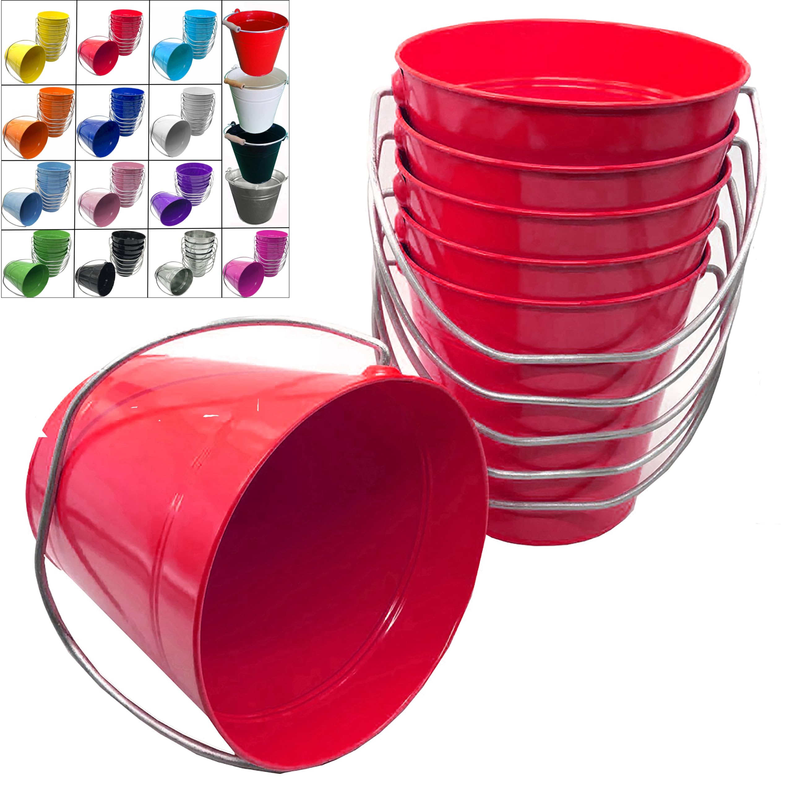 Italia 6-Pack Metal Bucket 0.5 Quart Color Red Size 4.3x 4.3"