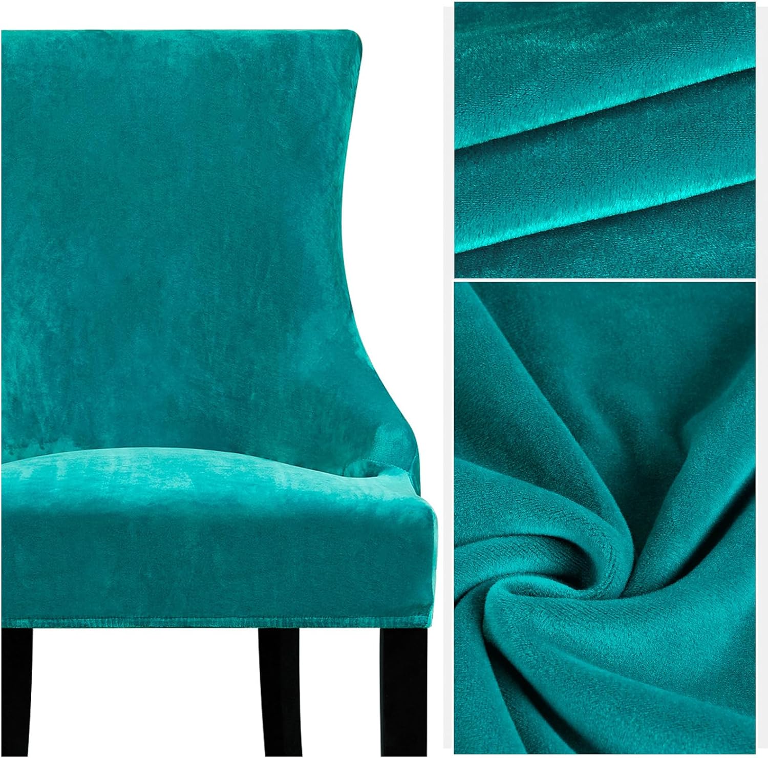 Lellen Velvet Stretch Wingback Chair Cover Slipcover - Reusable Protector Cover for Dining Room Banquet Home Decor etc Machine Washable Hand Washable (Teal, 2PC)