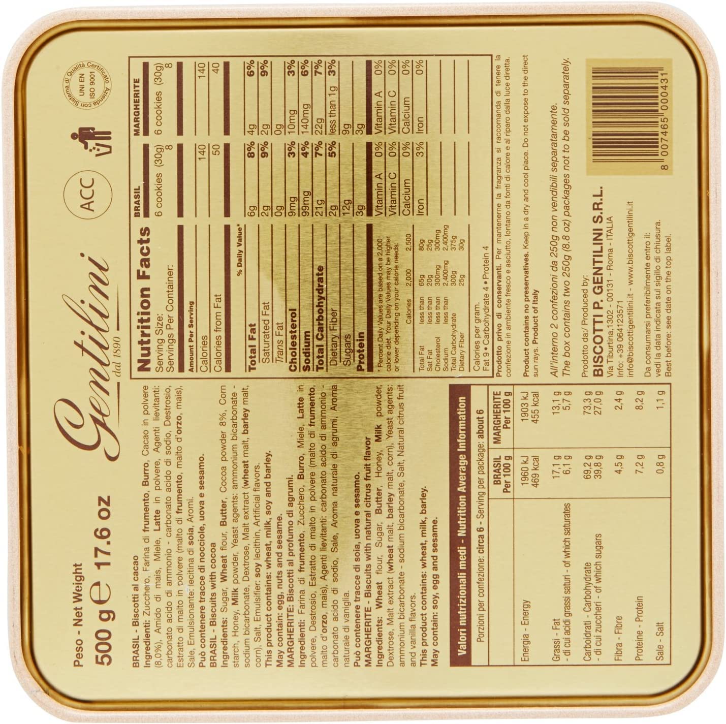 Lot de 3 biscuits Premiati Biscotti Gentilini Roma - 500 g