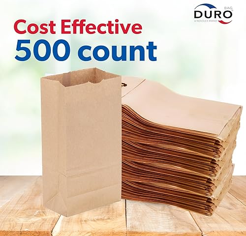 Miniatura 3 de DURO Dubl Life SOS Bolsas grandes de papel marrón para almuerzo, tamaño #12, bolsas de papel kraft reciclado en blanco para bocadillos de niños