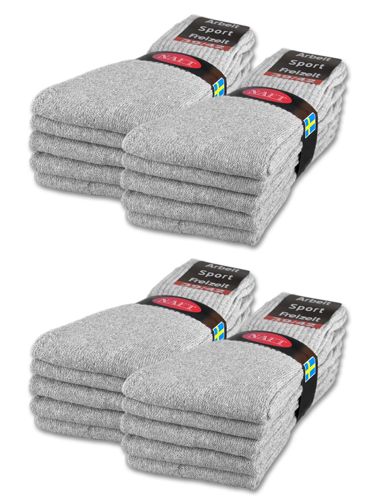 Sockenkauf24 Men's 20 Pairs | Light Grey 10 | 20 | 30 Pairs Crew Socks Sports Tennis Socks For Wo & In 5 Colours – Sizes 35-50 Available (Uk 6-8 | Eu 39-42, )