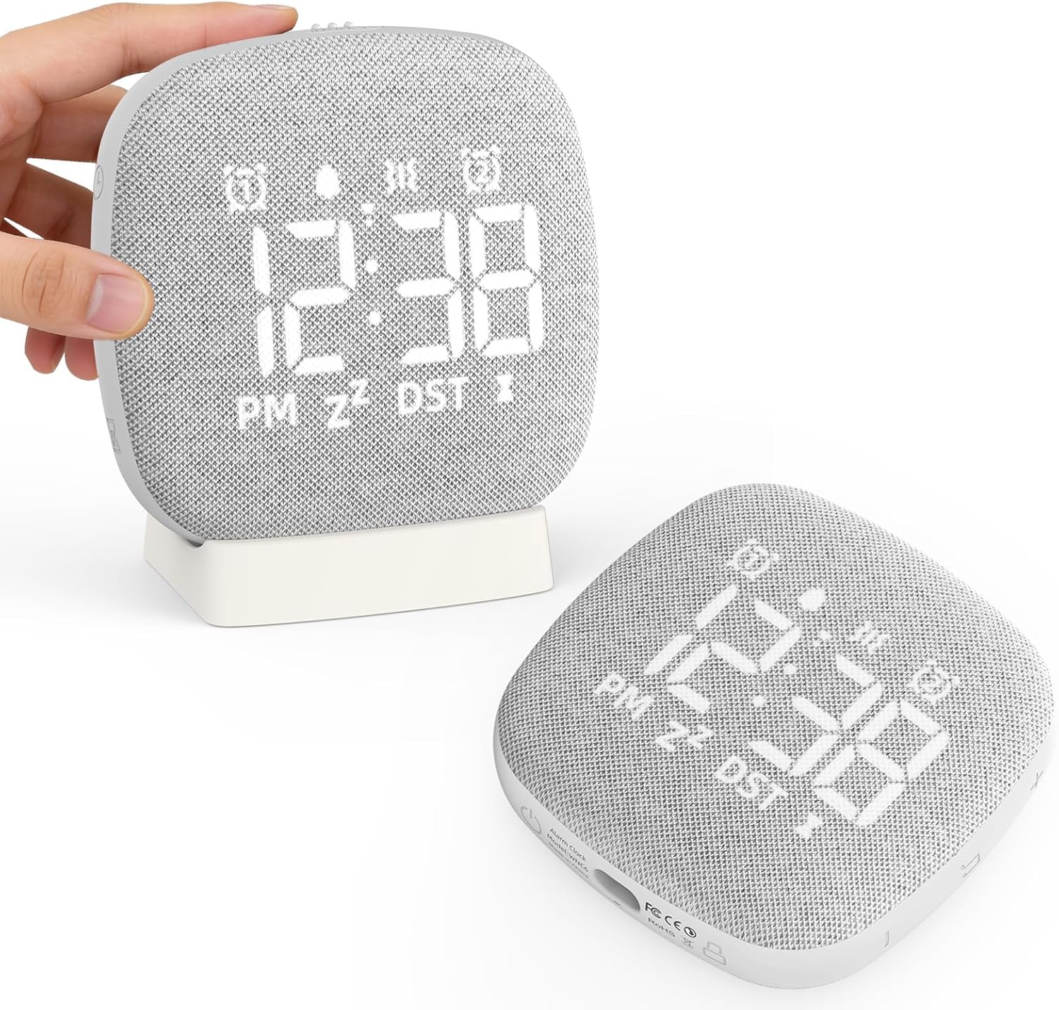 White Noise Machine with Dual Alarm Clock, 36 Soothing Sounds, Vibrating Bed Shaker Under Pillow, Sleep Timer & Snooze, Rechargeable, for Heavy Sleepers, Adults, Kids Bedroom