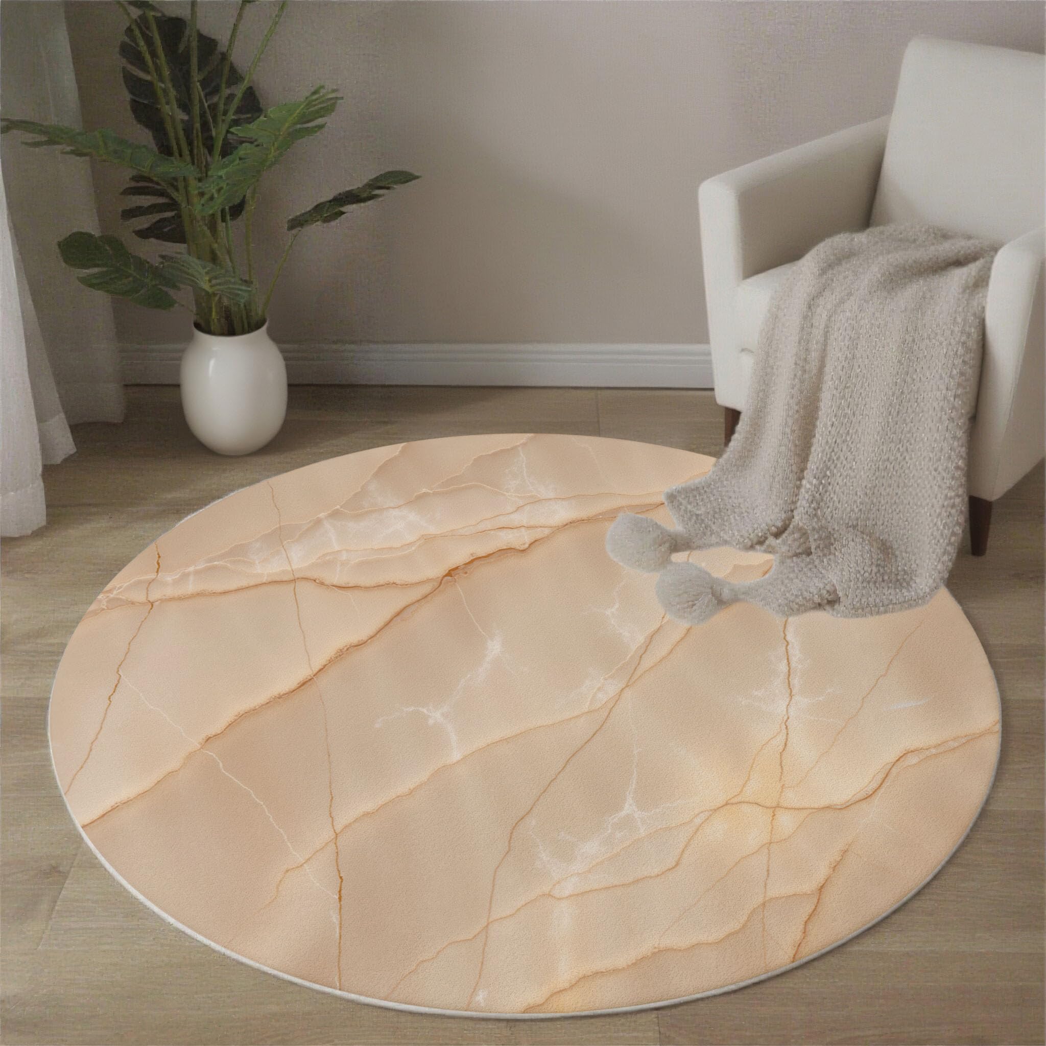 Tapis de chambre lavable et antidérapant beige 120cm pour un sol sécurisé sans glissade
