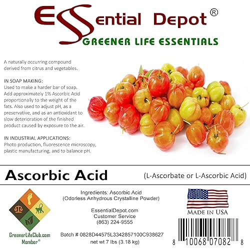 Miniatura 3 de Polvo de ácido ascórbico  7 libras  Vitamina C, L-ascorbato o ácido L-ascórbico  C6H8O6  Recipiente de PP de boca ancha sellado de seguridad con