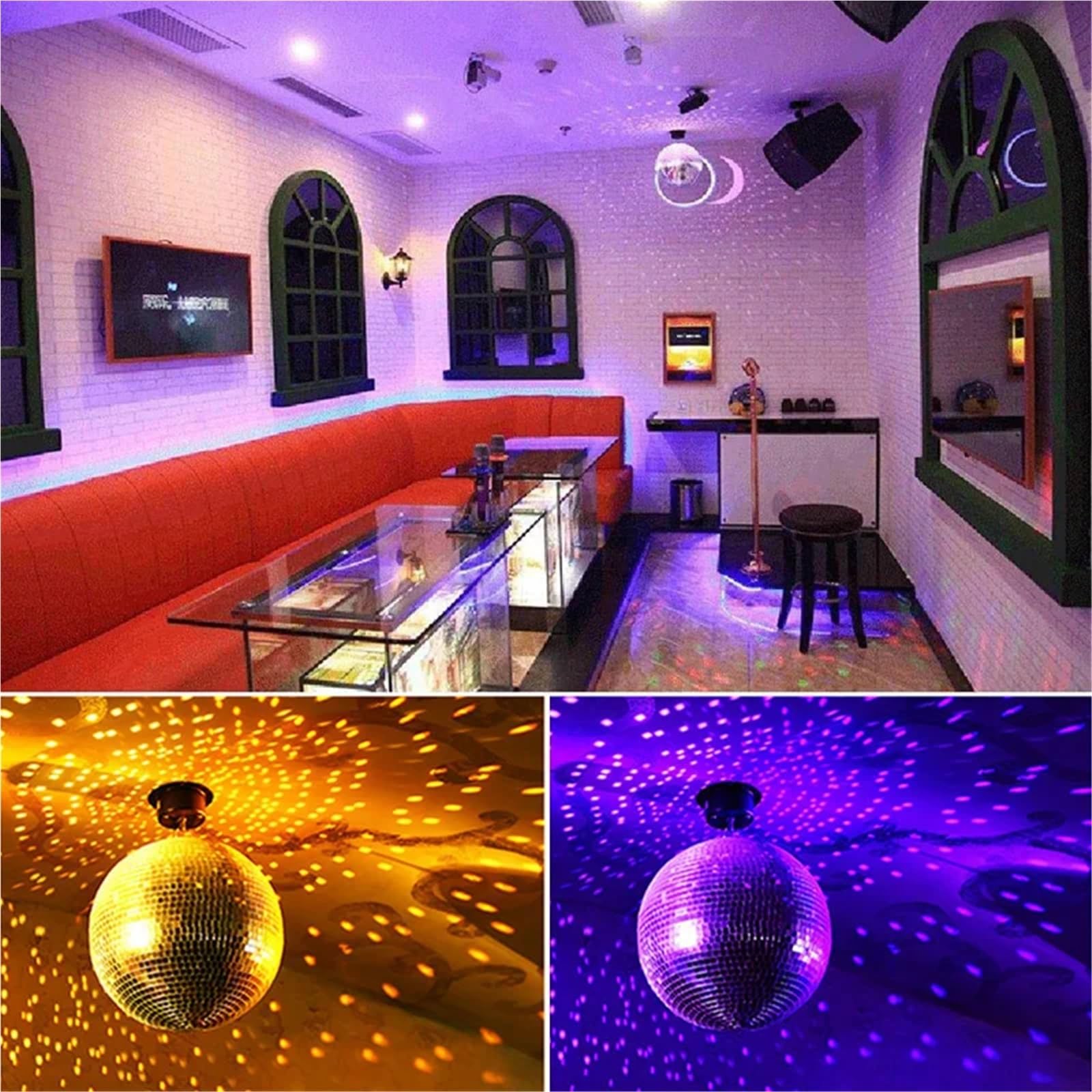 Boule à facettes rotative en verre, effet disco coloré et brillant, idéale for les mariages, les fêtes de Noël et l'éclairage DJ.(20cm)