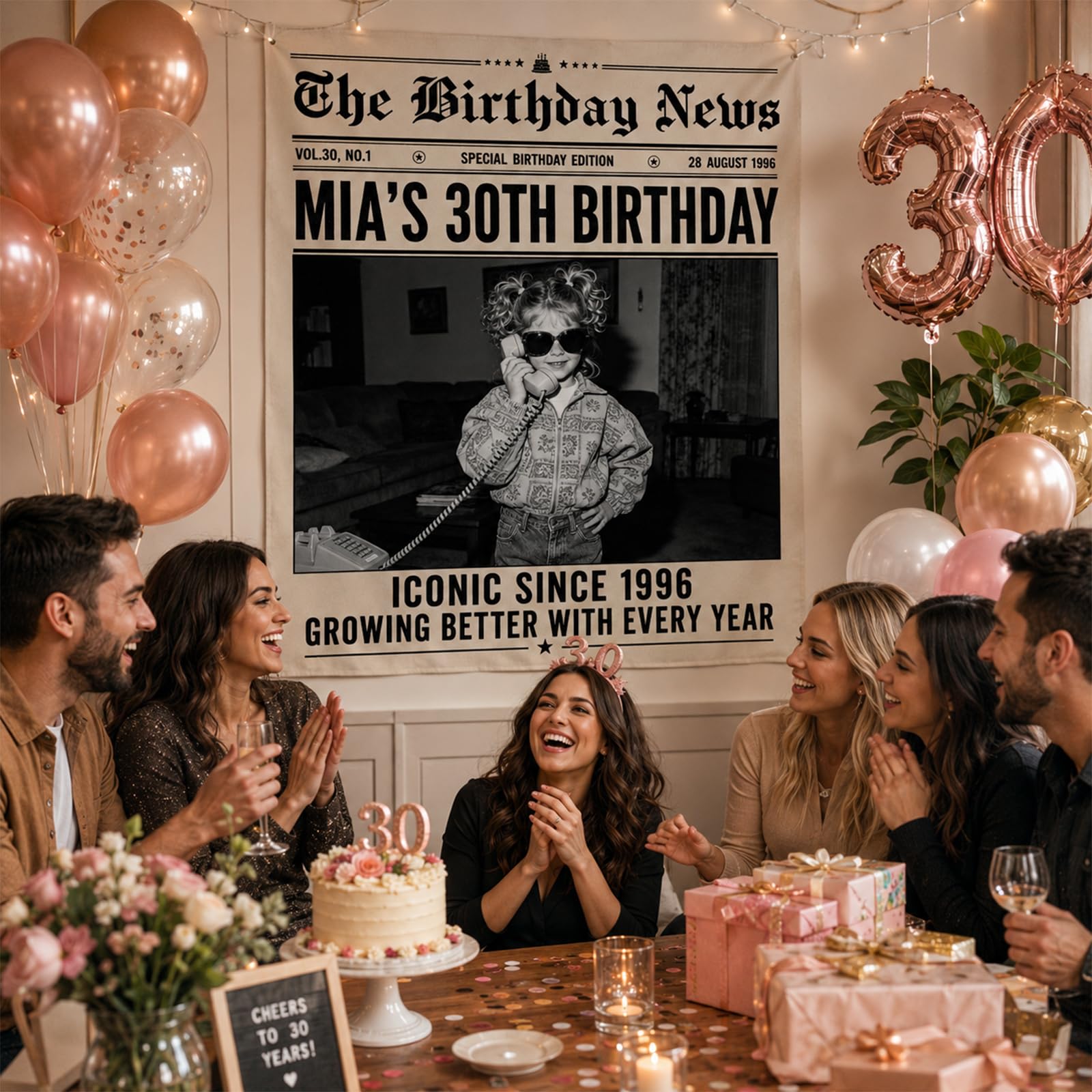 VJY Personalised Happy Birthday Banner, Custom Birthday Banner with Photo, Style 3 - Image 4