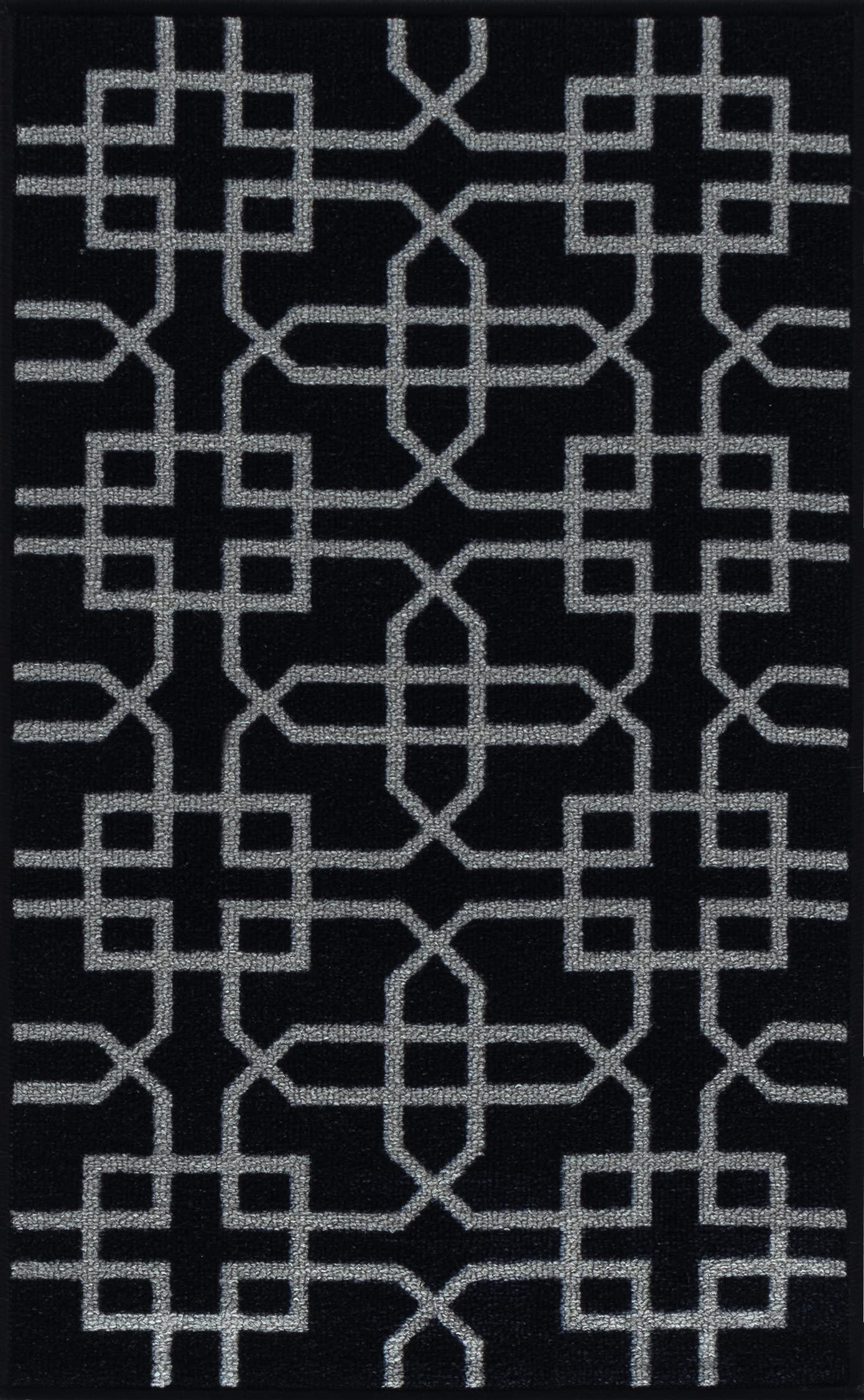 Serdim Rugs Tapis antidérapant pour Cuisine et Couloir Motif Treillis Siam Noir 80 x 300 cm