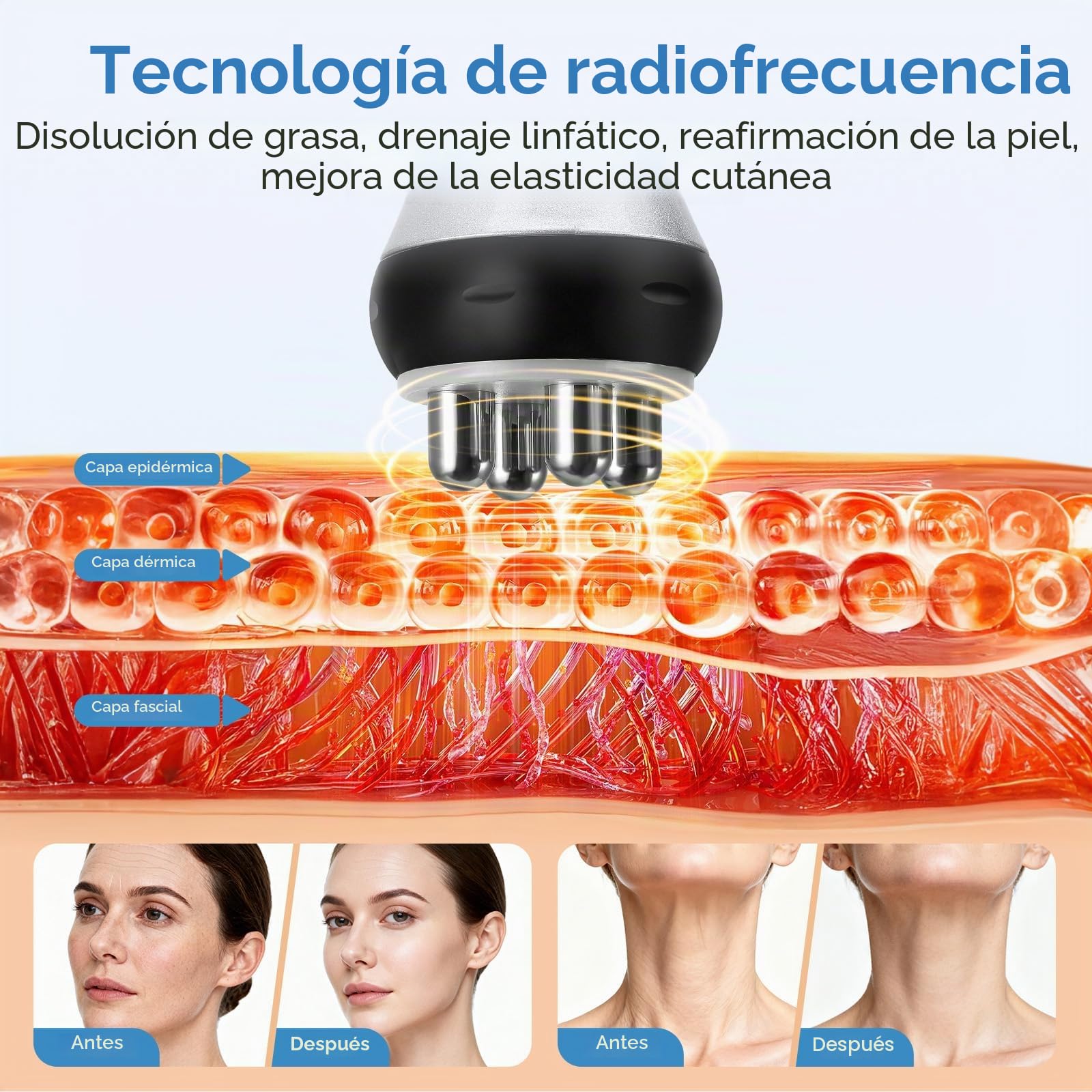 40K Máquina de Cavitación, Dispositivo 4 en 1 para Adelgazamiento, Radiofrecuencia, Cuidado de la Piel, Moldeador Corporal y Tratamiento Facial para Rostro, Abdomen, Glúteos y Muslos