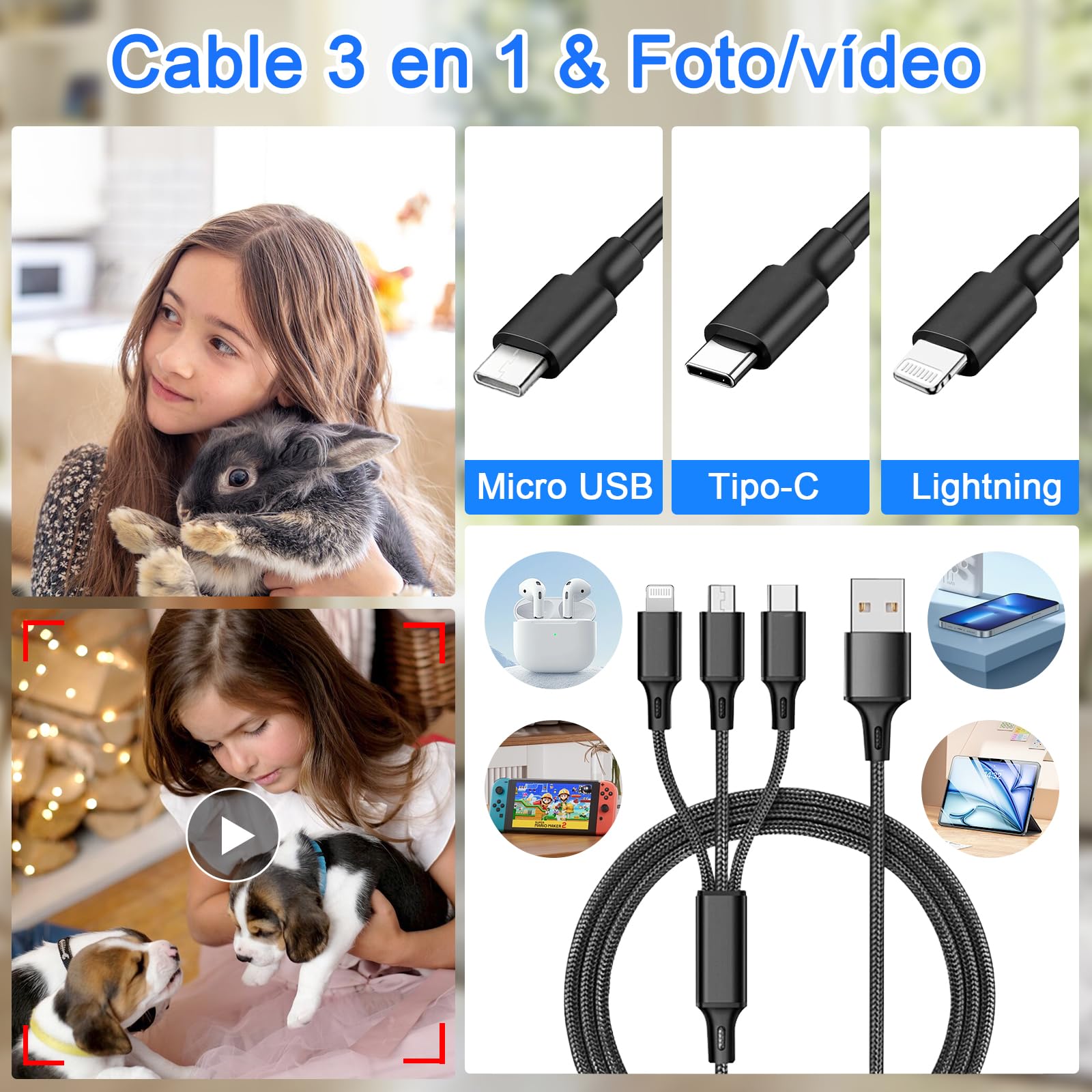 CYI Micro Cámara Espia Oculta 5000mAh, Camaras de Vigilancia sin Cables Camufladas HD 1080, Mini Spy Camera Oculta con Visión Nocturna & Grabación en Bucle para Seguridad en el Hogar