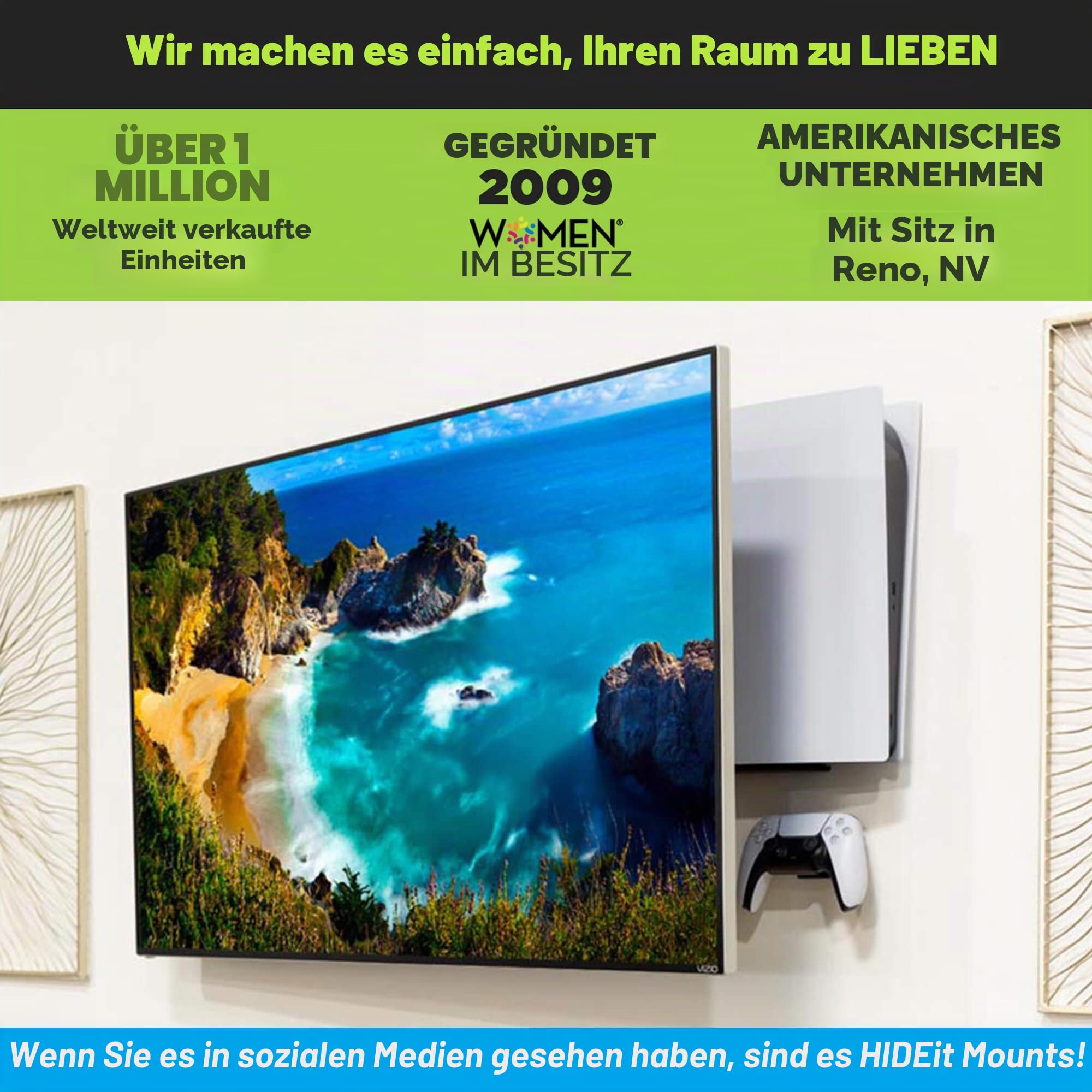 HIDEit PS5 Wandhalterung - Wandhalterung für Playstation 5 (Disc und Digital)