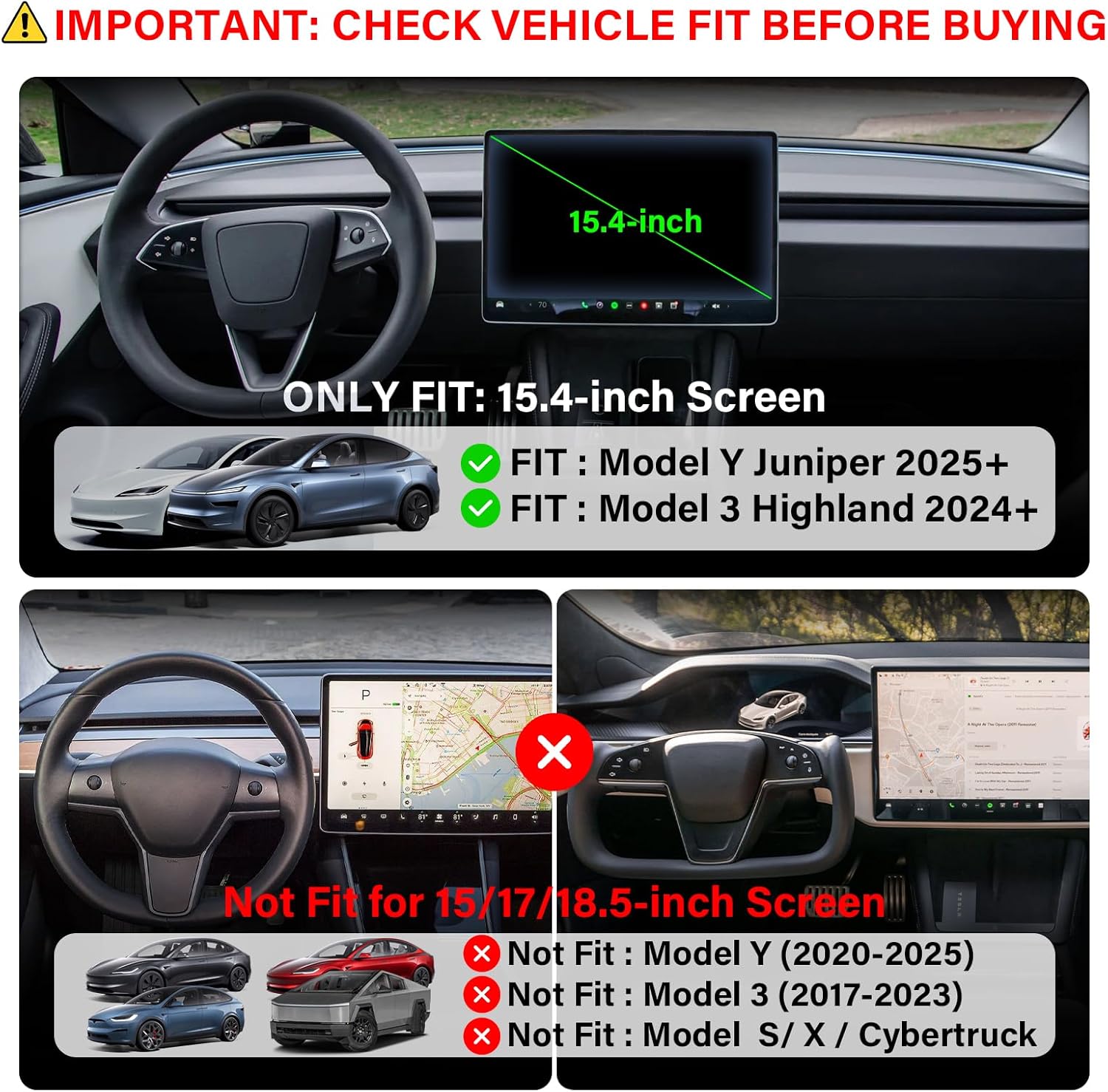 for MagSafe Car Phone Holder for Tesla Model 3 Highland 2024 2025 2026 & Model Y Juniper 2025 2026 Accessories, 15.4-Inch Magnetic Phone Mount 360° Adjustable, Zero Blocking of Screen or View