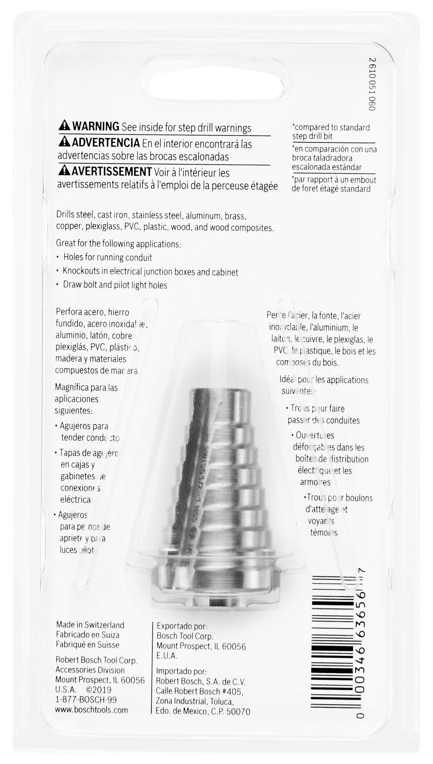 Bosch SDC7 9/16" a 1 In. Punta per trapano Turbo in acciaio ad alta velocità