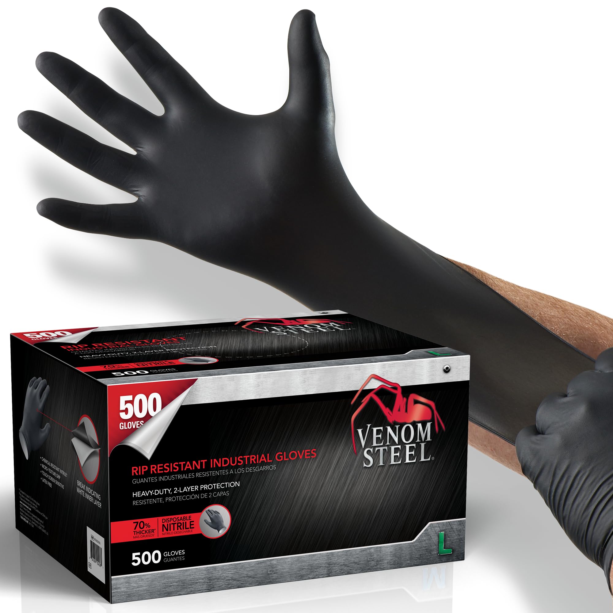 Venom Steel Industrial Nitrile Gloves, Chemical Resistant Disposable