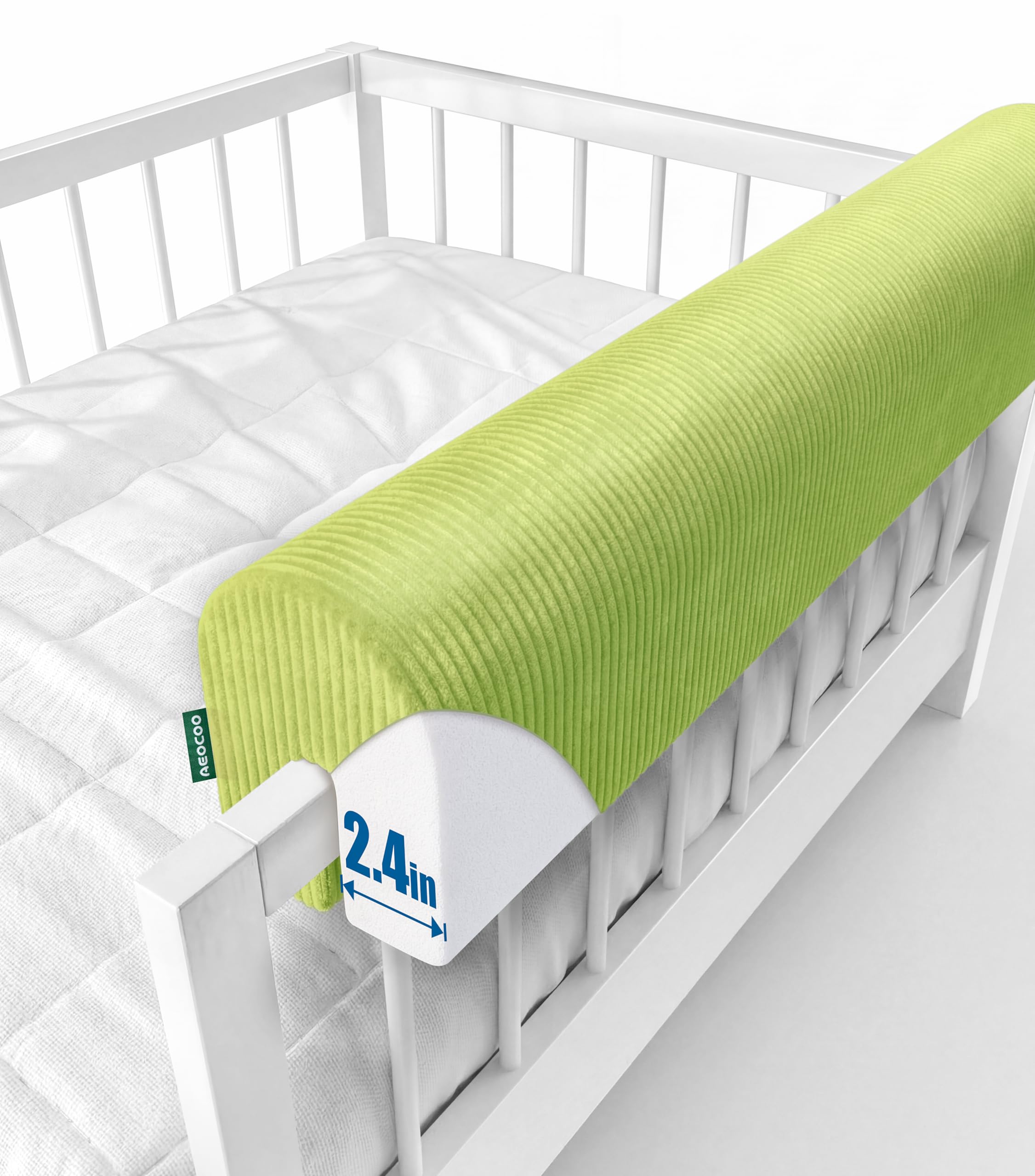 AEOCOO Bed Bumpers for Toddlers, Size 3 Ft, Toddler Bed Rail Bumper Protector for Loft Beds &amp; Bunk Beds, Bed Rail Height Extender Bed Guardrail, Anti-Bump | Fall Prevention, Green