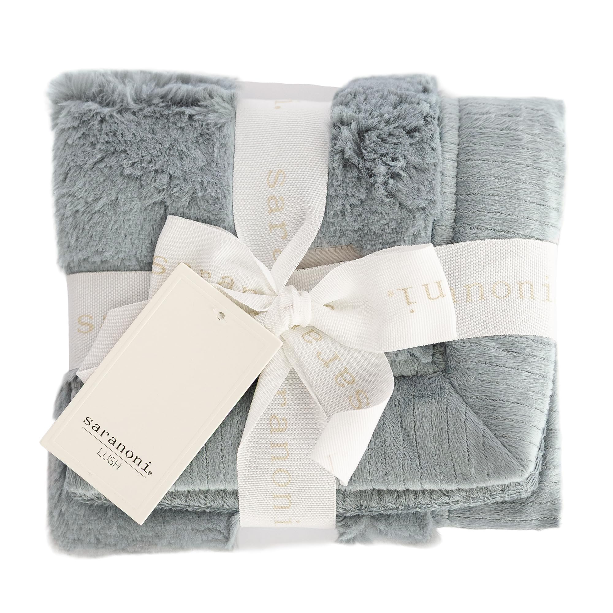 Saranoni Luxury Security Blankets for Babies | Ultra-Soft Lush and Boutique Quality Baby Blanket | Slate, Mini - 15" x 20"