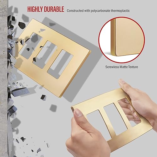 Miniatura 10 de ENERLITES SI8835-W-STICKER - Placa de pared decorativa sin tornillos para tomacorriente de 5entradas, segura para niños, 4.68 x 10.14pulgadas,