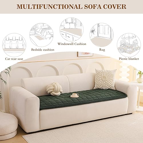 Miniatura 4 de MEETSKY Funda de sofá para sofá de 2 cojines, funda de sofá antideslizante para perros, protector lavable, apto para mascotas, fundas suaves para