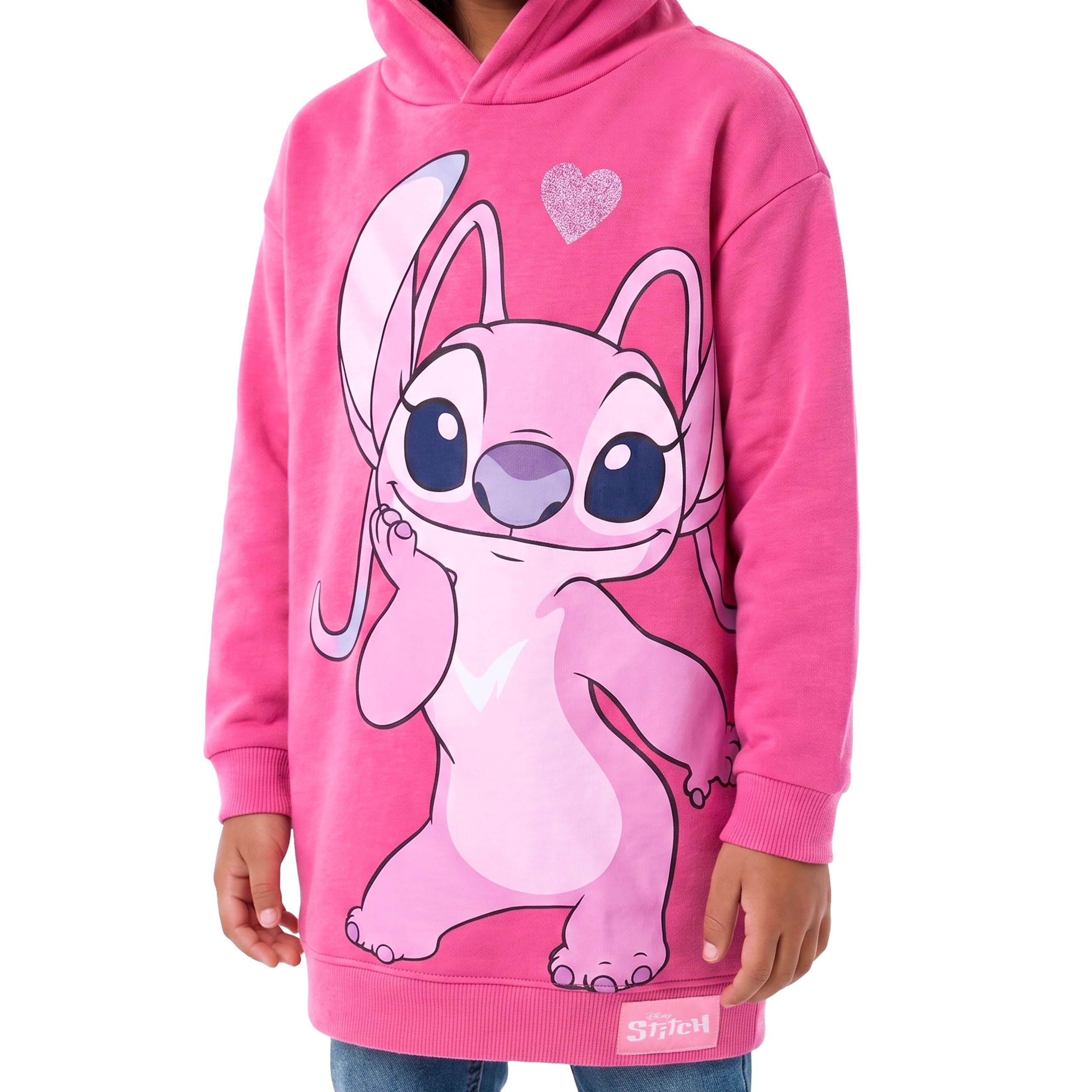 Disney Stitch Felpa Bambina | Stitch E Angel Felpa con Cappuccio | Lunga Maglioni Ragazza | Maglione Bambina | 5 E 13 Anni
