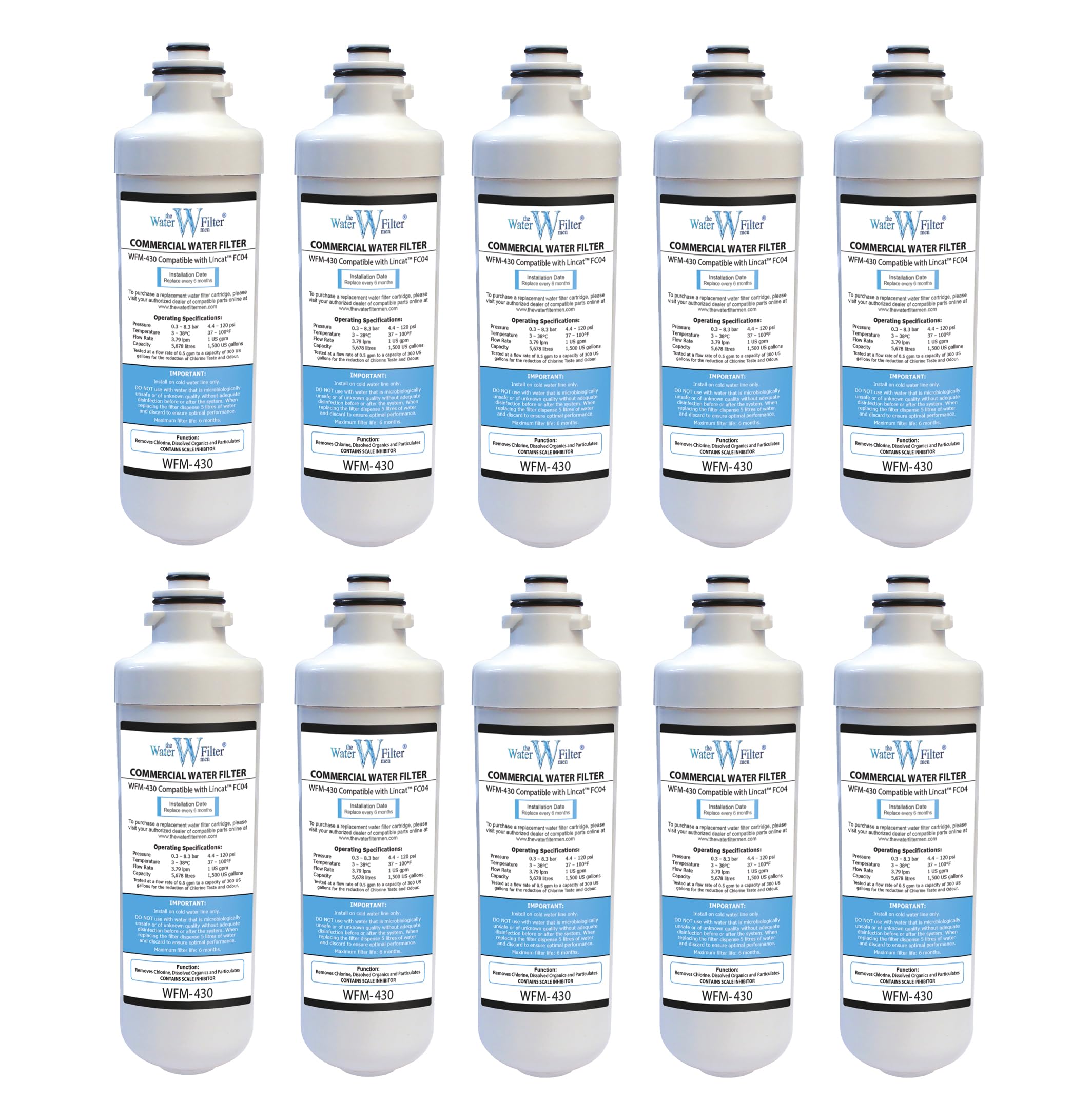 Filtre à eau compatible Lincat FC04 par The Water Filter Men (lot de 10) pour purificateur