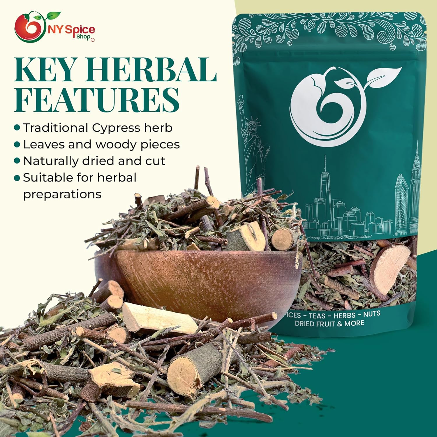 NY Spice Shop Dried Raw Cypress Herb - 3 Pound Botanical Mexican Cypress Herbal Ingredient - Cypress Leaf Bulk Herbs - Natural Herb for Crafting, Herbal Teas and Tincture
